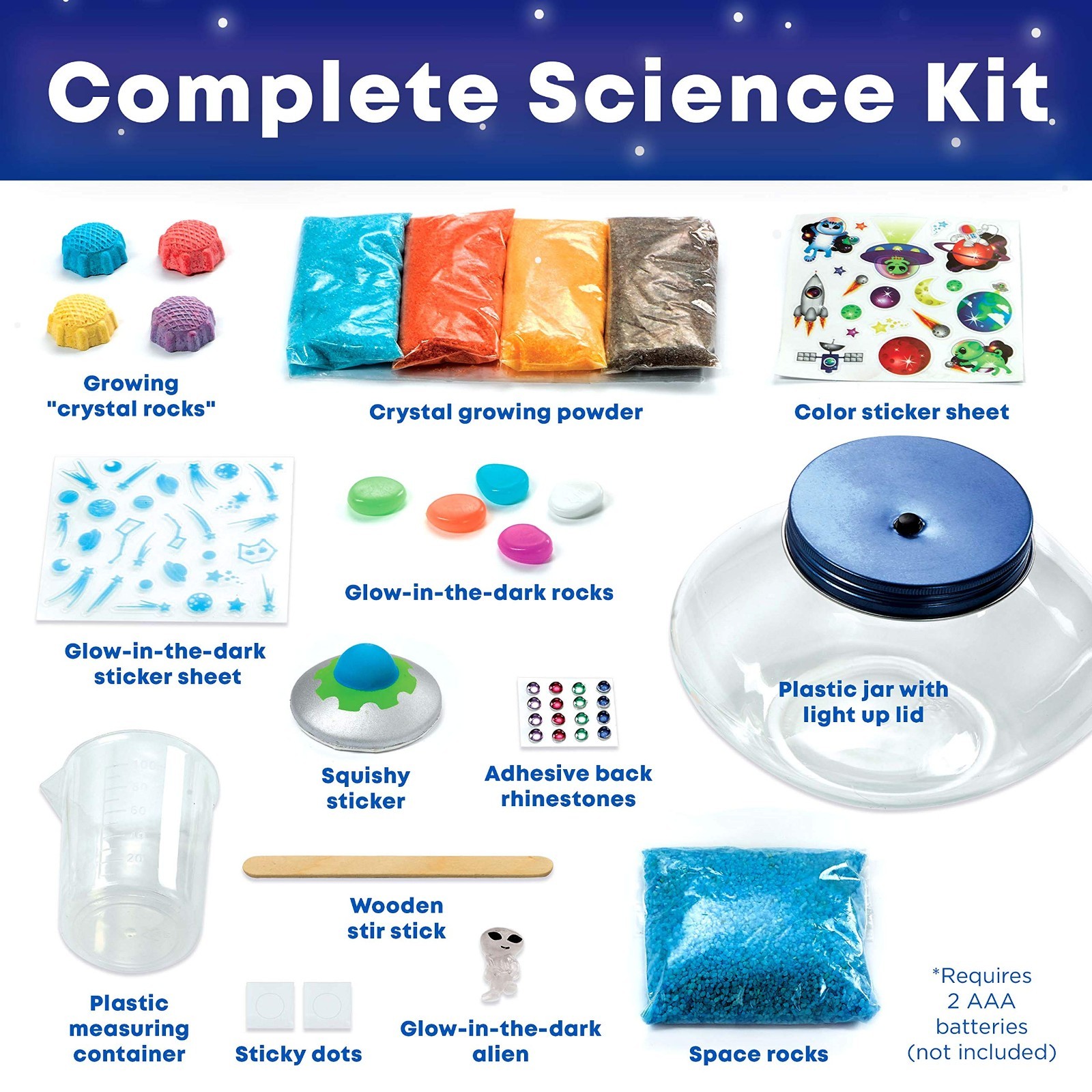 DIY Crystal Space Terrarium Kit – STEM Science Project for Kids 6+ – Fun Crystal