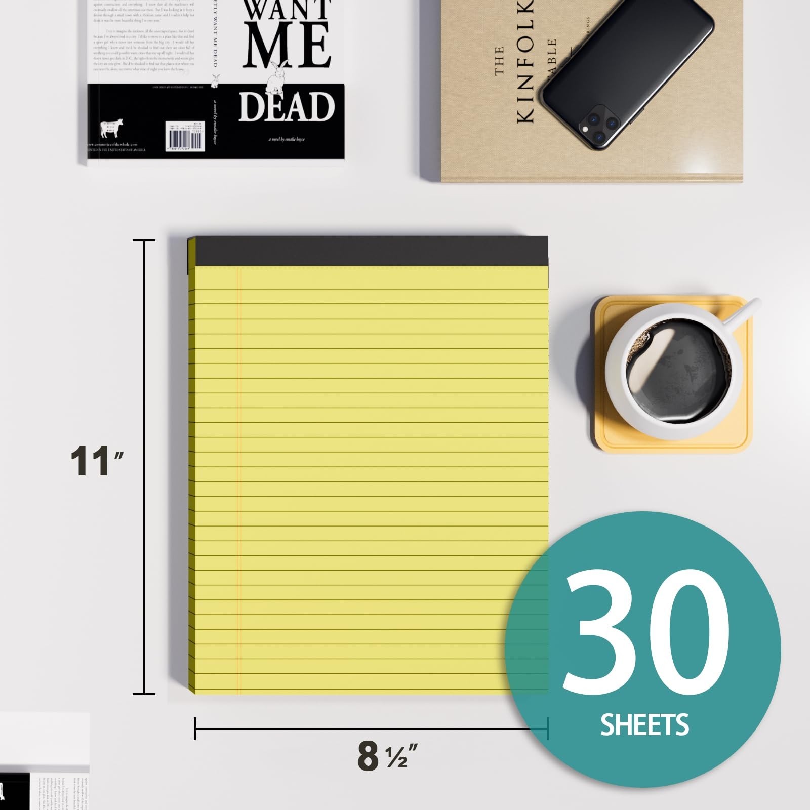 Legal Pads 8.5 x 11, 6 Pack Yellow Note Pads 8.5 x 11 Writing Pads, Wide Rule…