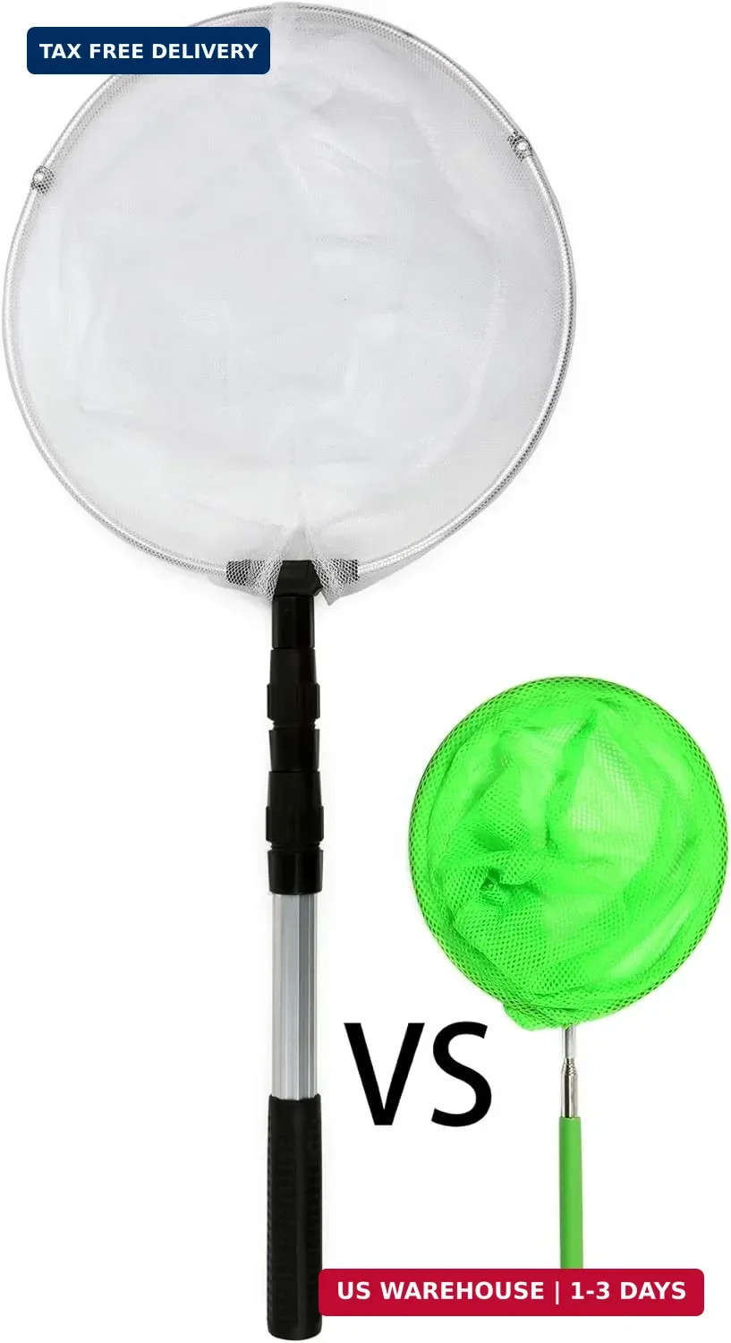Insect and Butterfly Net with 12″ Ring, 24″ Net Depth, Handle Extends to 36 Inch