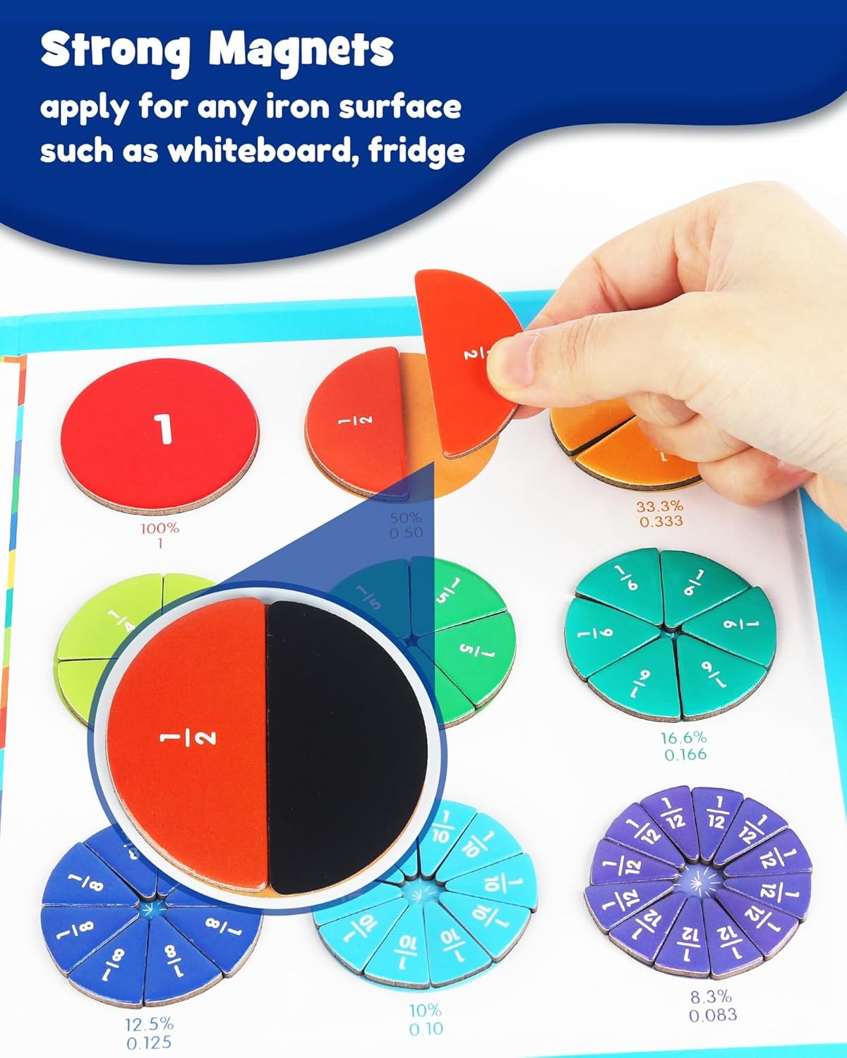 Magnetic Fraction Educational Puzzle Manipulatives Learning Toys for Kids