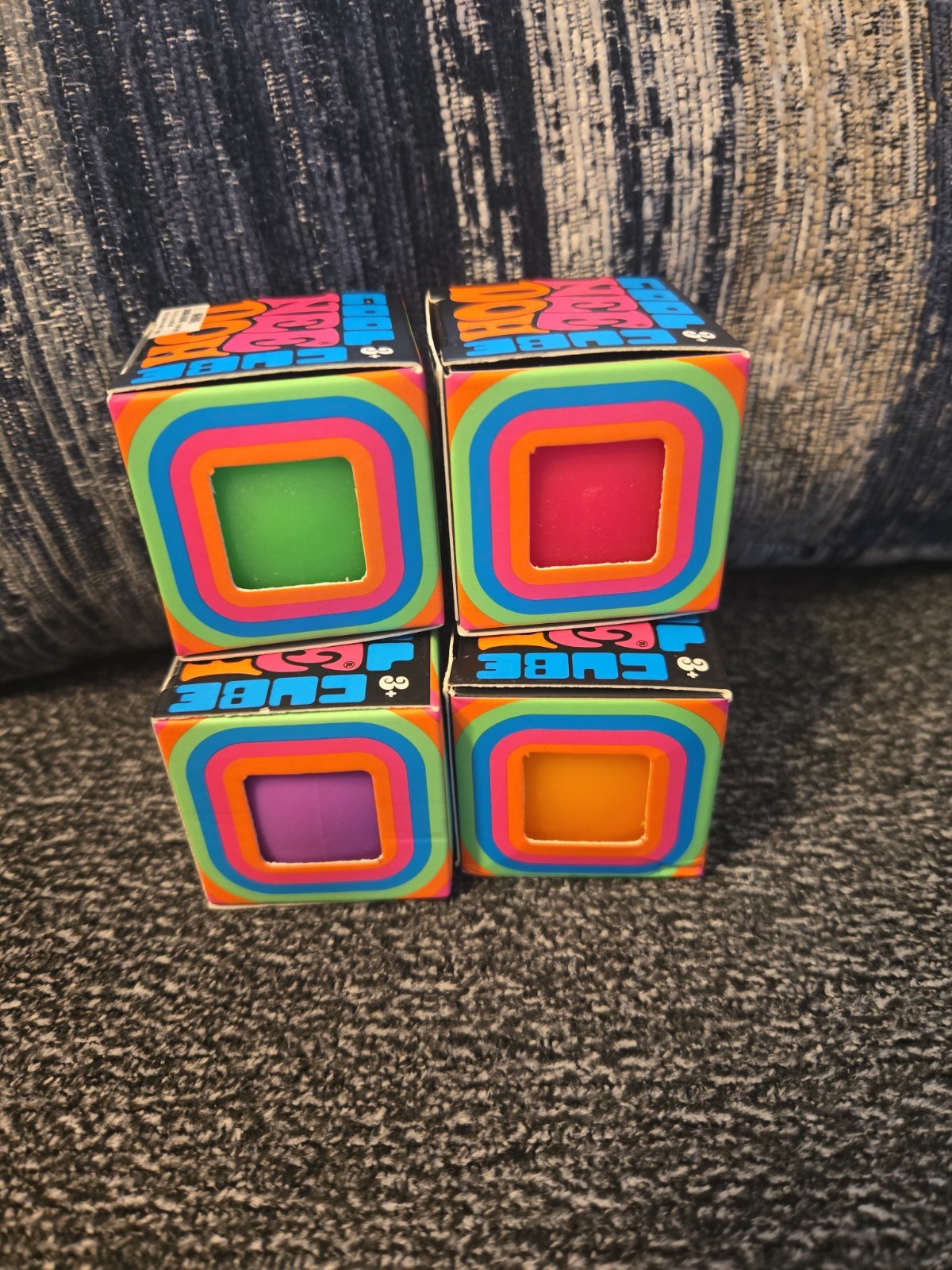 Needoh Teenie Cool Cube Stress Squishies Lot of 4 Colors, Authentic Shylling