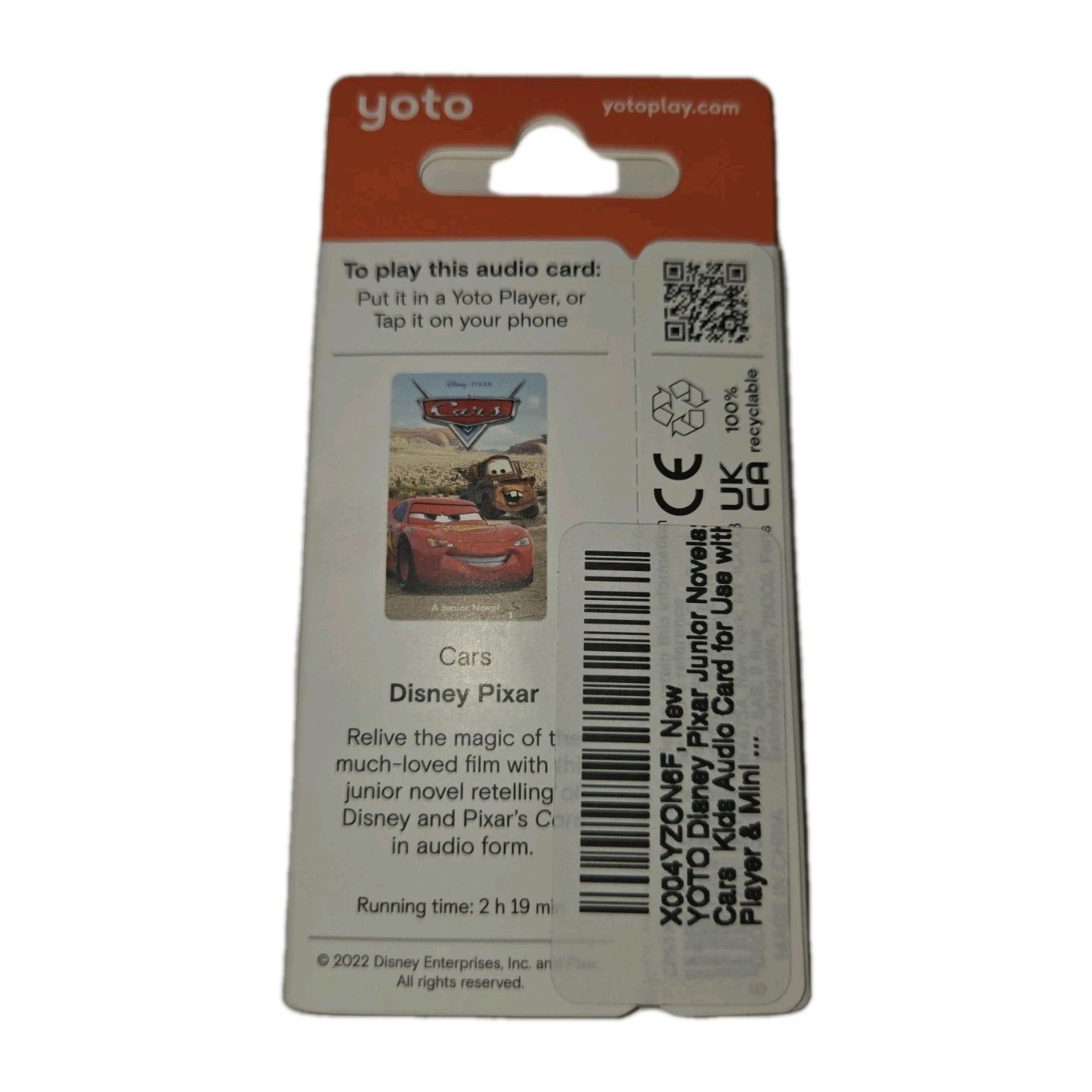 Yoto Disney Pixar Cars Junior Novel Audio Card for Yoto Player & Mini – 1 Card