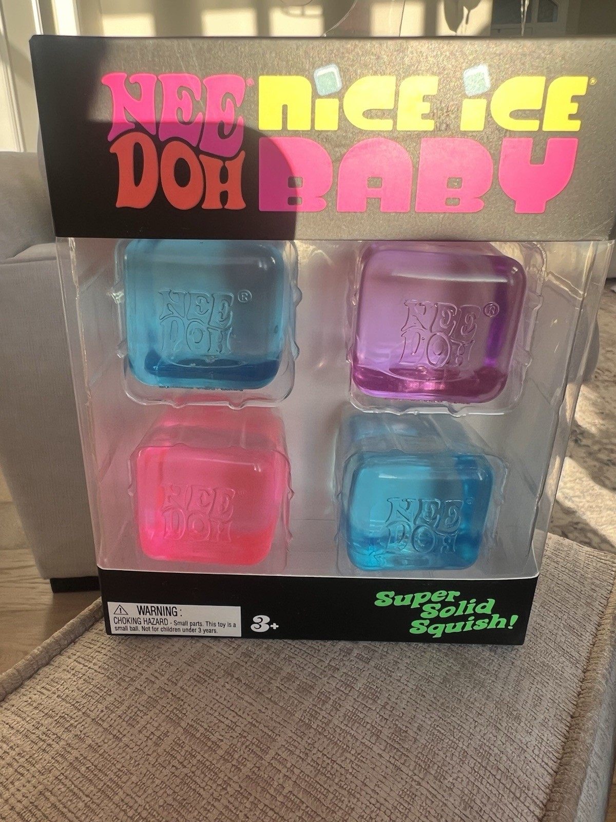Nee Doh Nice Ice Baby 4 pack Mini Nice Cubes Pink Blue Purple Sealed Authentic
