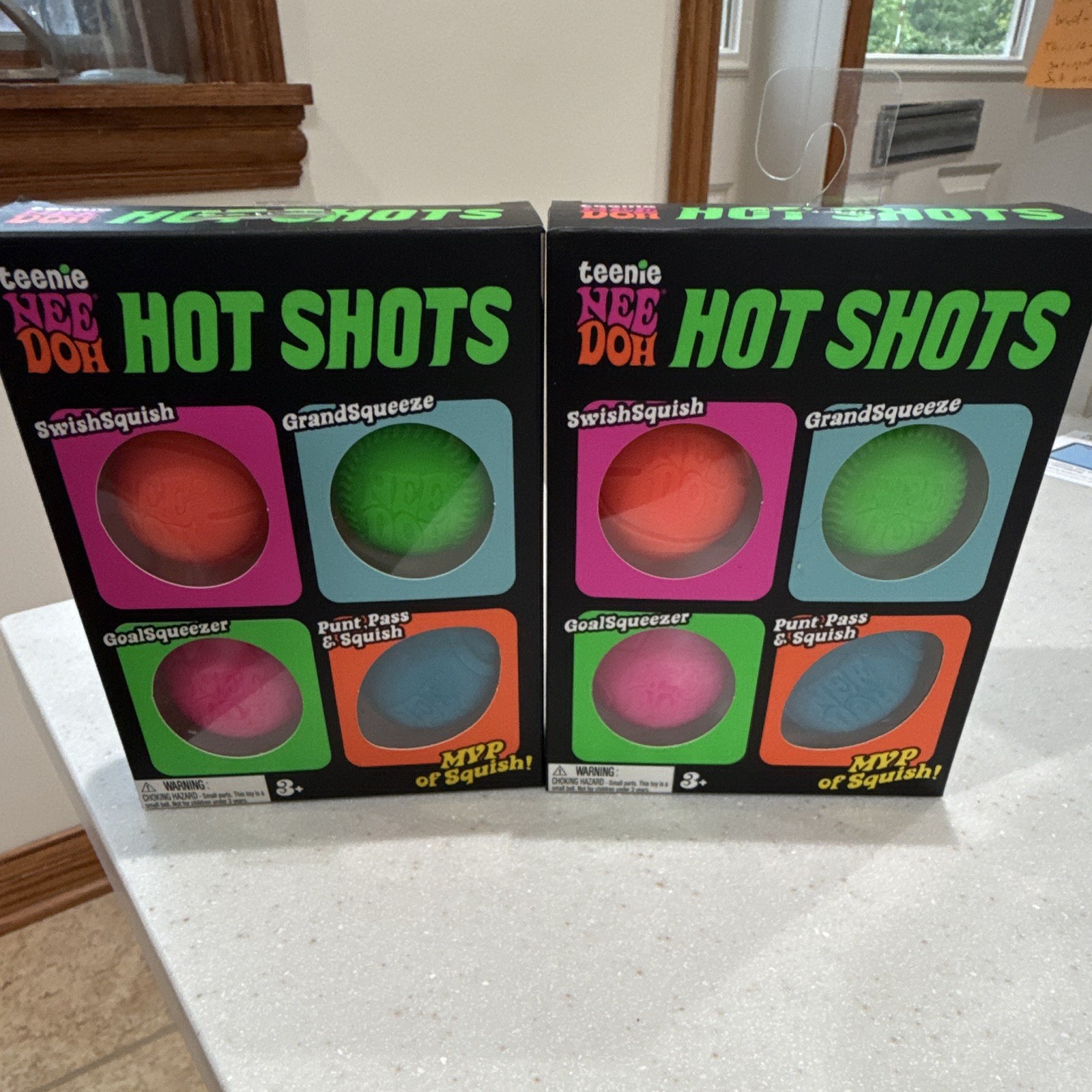 Nee Doh Teenie Hot Shots Tactile Squish Squeeze Toys 4-Pack, Multicolor 3+