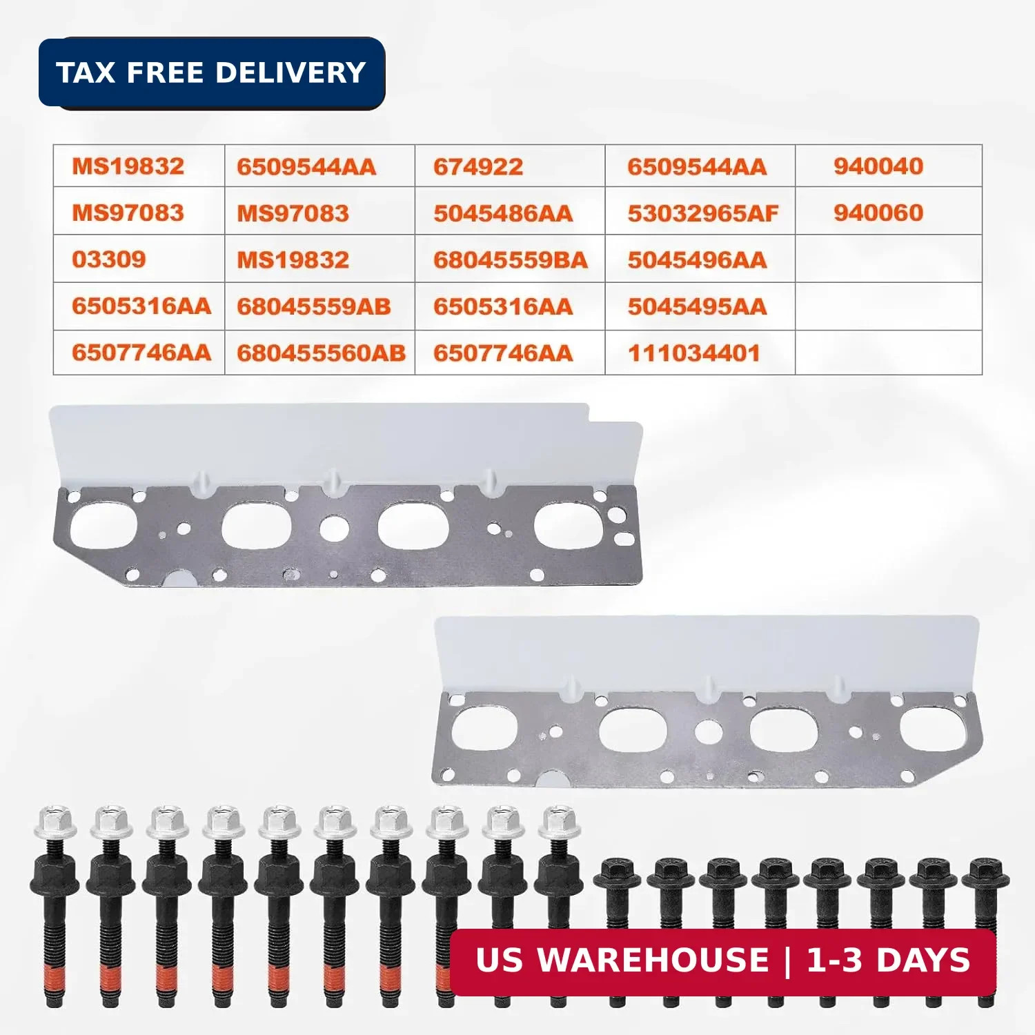 5.7 Exhaust Manifold Gasket Kit with Studs Bolts Nuts Compatible with Ram 1500 2