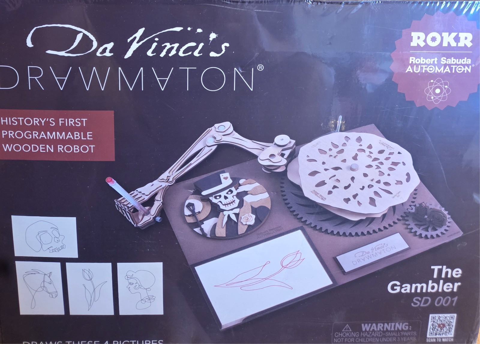 ROKR Da Vinci’s Drawmaton (The Gambler) Wooden Robot Robert Sabuda Automaton NEW