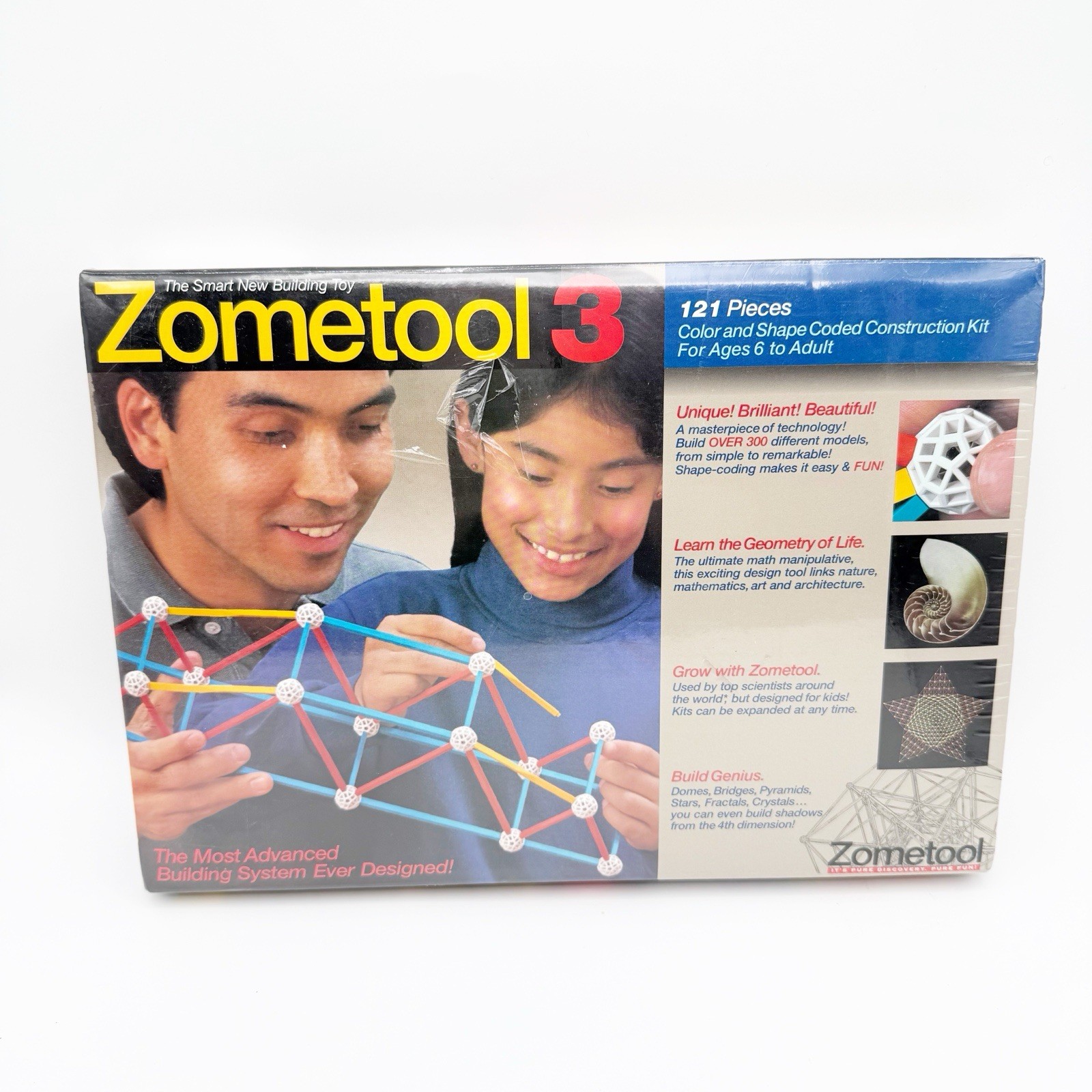 Zometool 3 Construction Kit 121 Pieces Build Domes Bridges Pyramids Crystals NOS