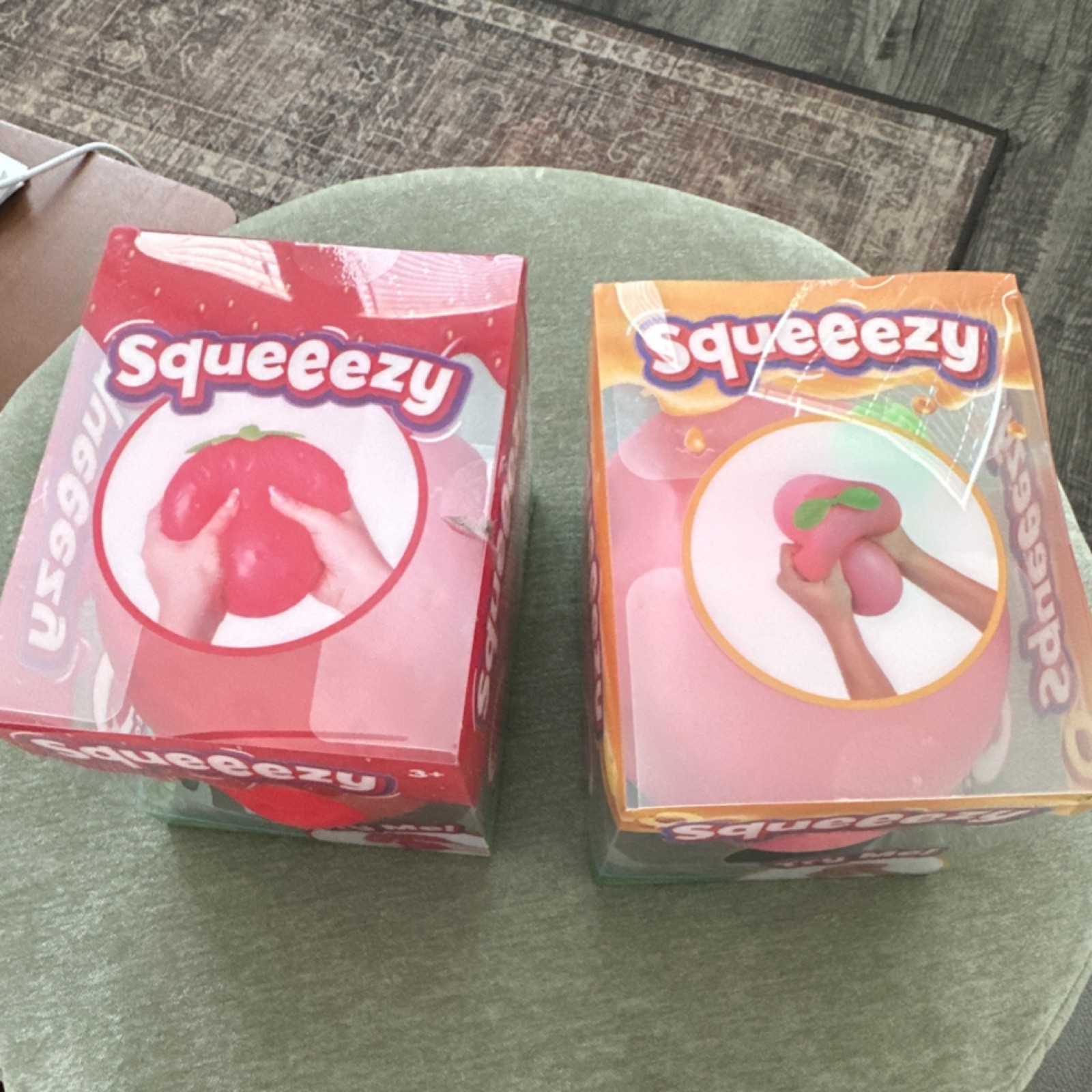 Squeezy Tactile Squeeze Toys Pink Red Sensory Set for Kids Ages 3+ 3-4 Years