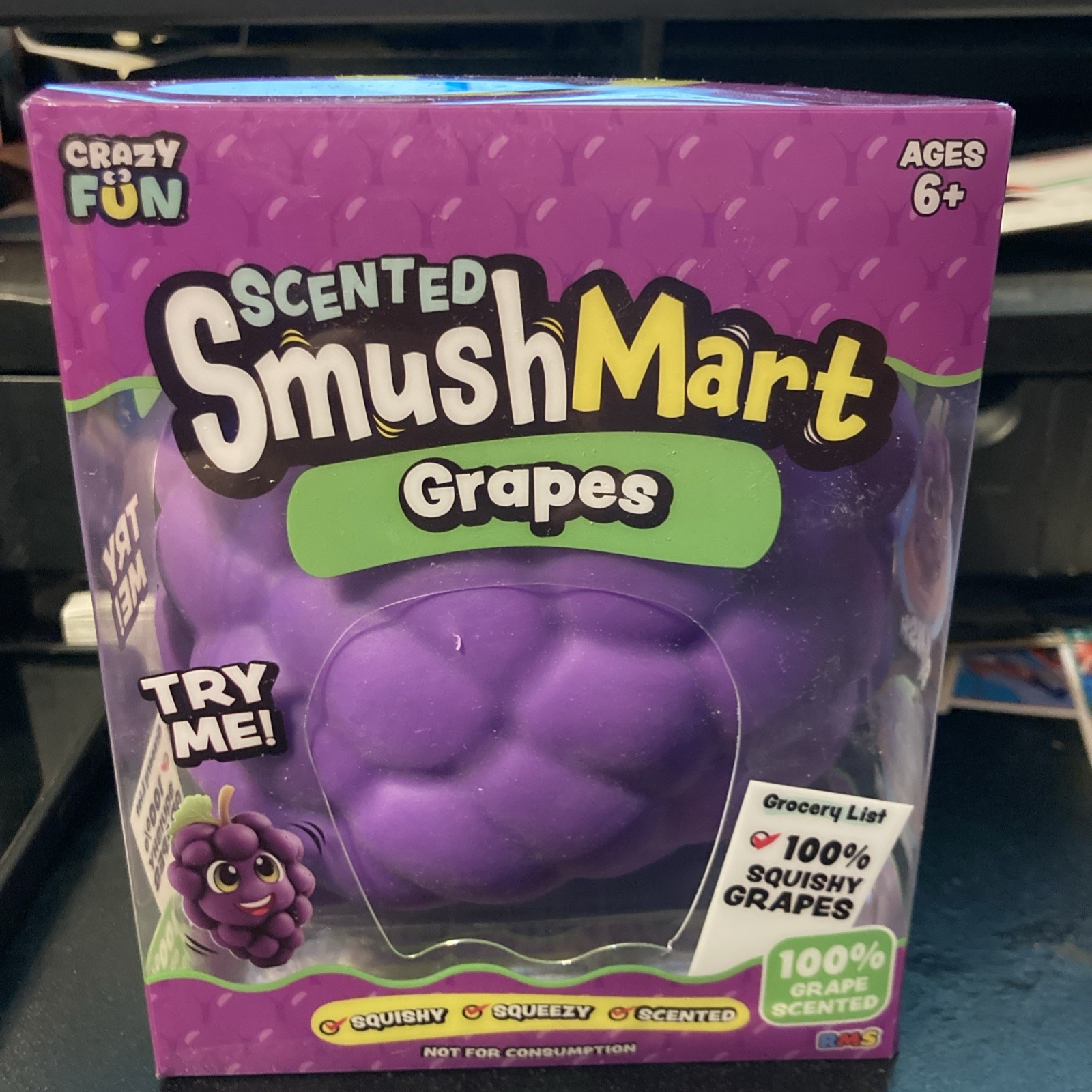 🍇 Smush Mart Scented Grapes JUMBO VIRAL SQUISHY 6” RMS USA Crazy Fun