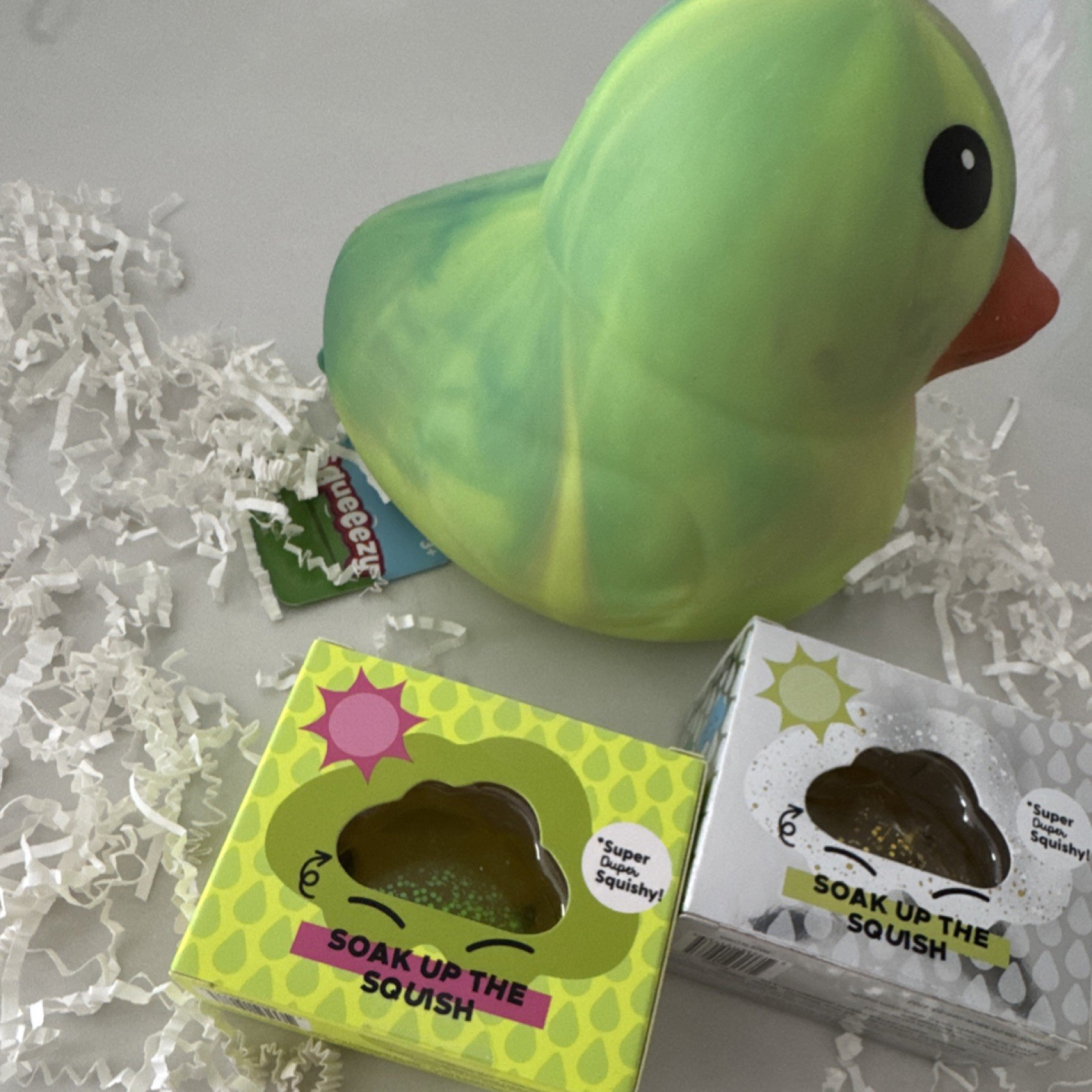 J’adore Glitter Clouds & Sunny Days Squeezy Tie Dye Duck Squishy Toys Lot of 3