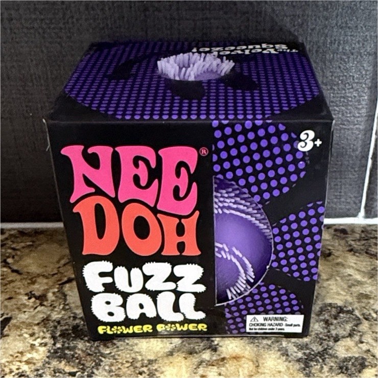 Nee Doh Fuzz Ball Flower Power Purple Squeeze Toy for Ages 3+ Years 3-4 Years