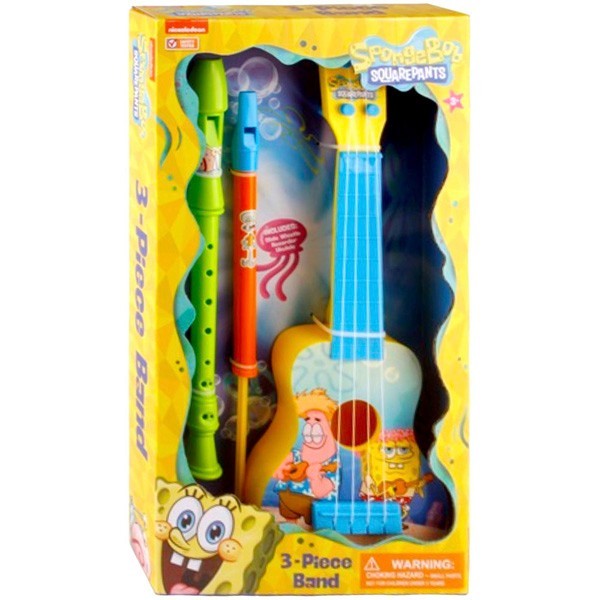 SpongeBob SquarePants 3 Piece Musical Band Toy Set for Kids Ukulele Flute Rec…