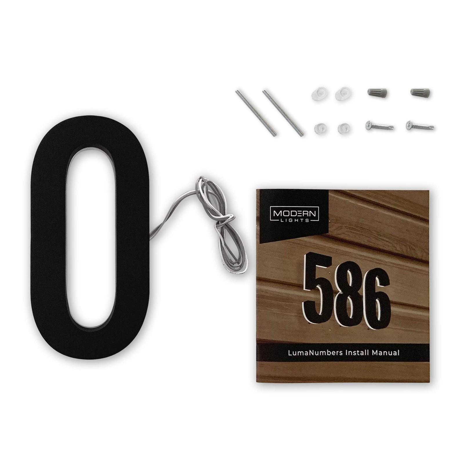 7″ LED House Numbers, ABS, Backlit 5000K, Bronze Finish, Modern, Outdoor
