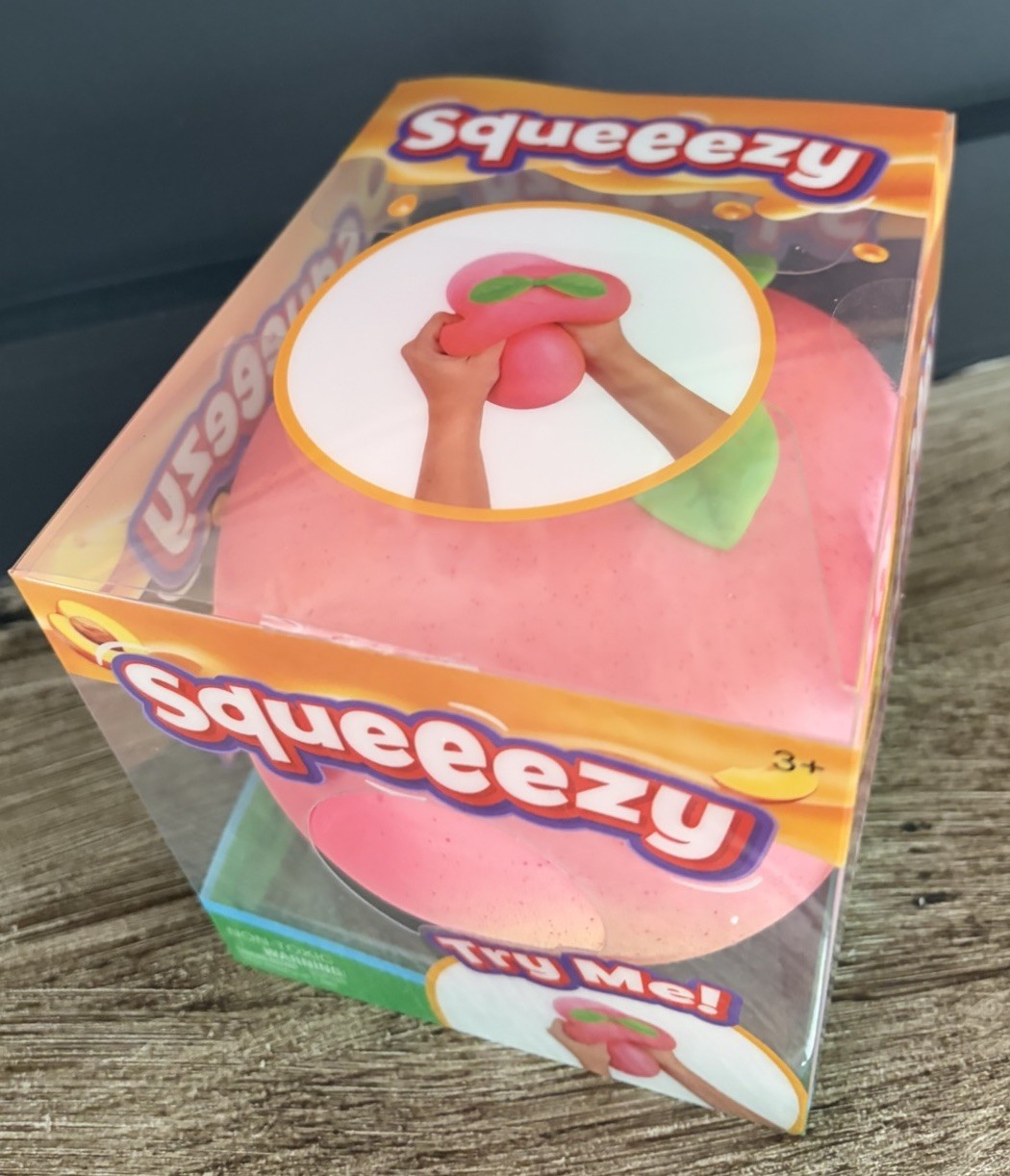 Squeeezy Peach Tactile Squeeze Toy Pink/Green Ages 3-5 Years