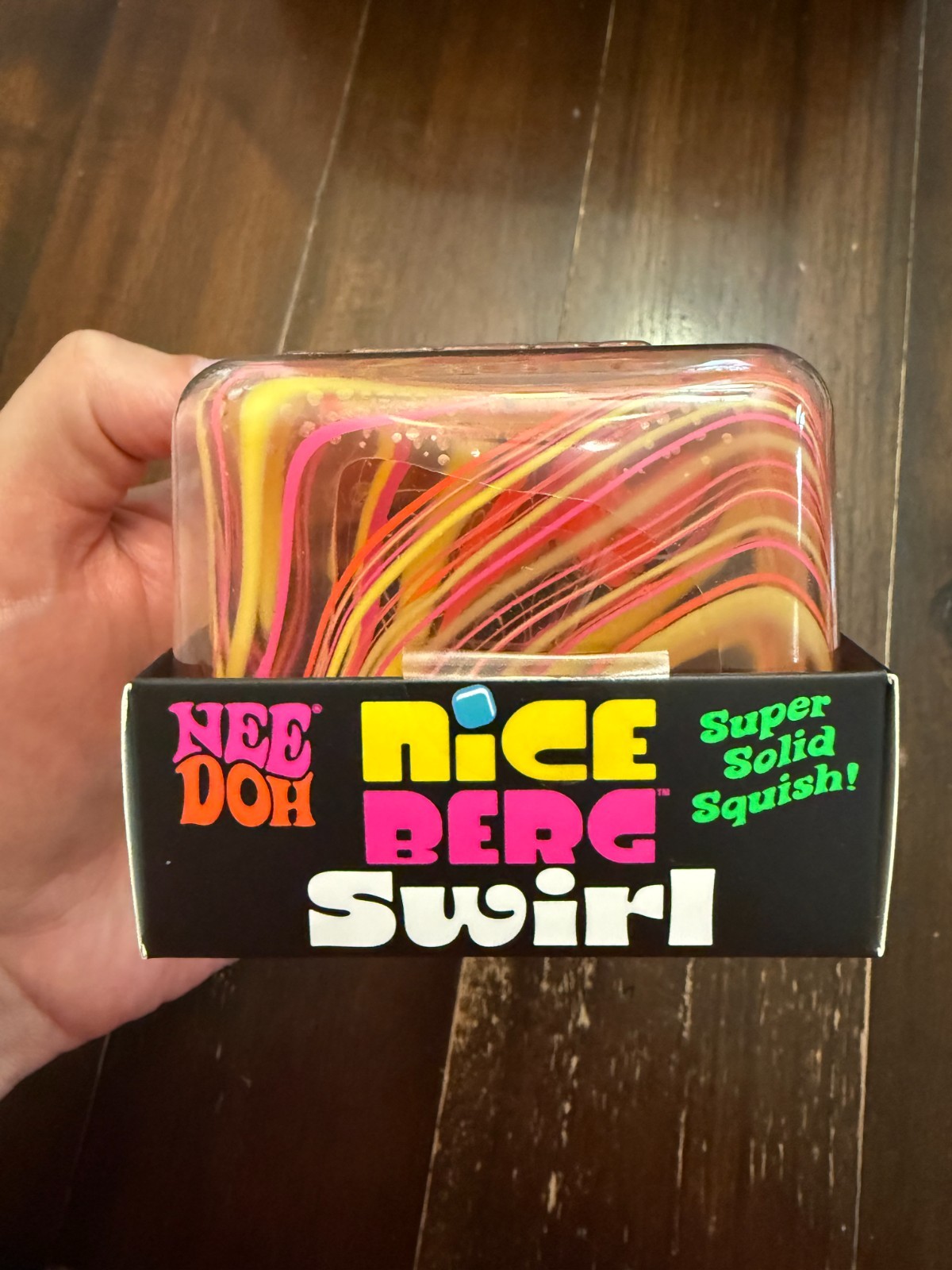 NeeDoh Nice Berg Swirl XL Giant Nee Doh Squishy Swirl Cube Orange Pink Yellow