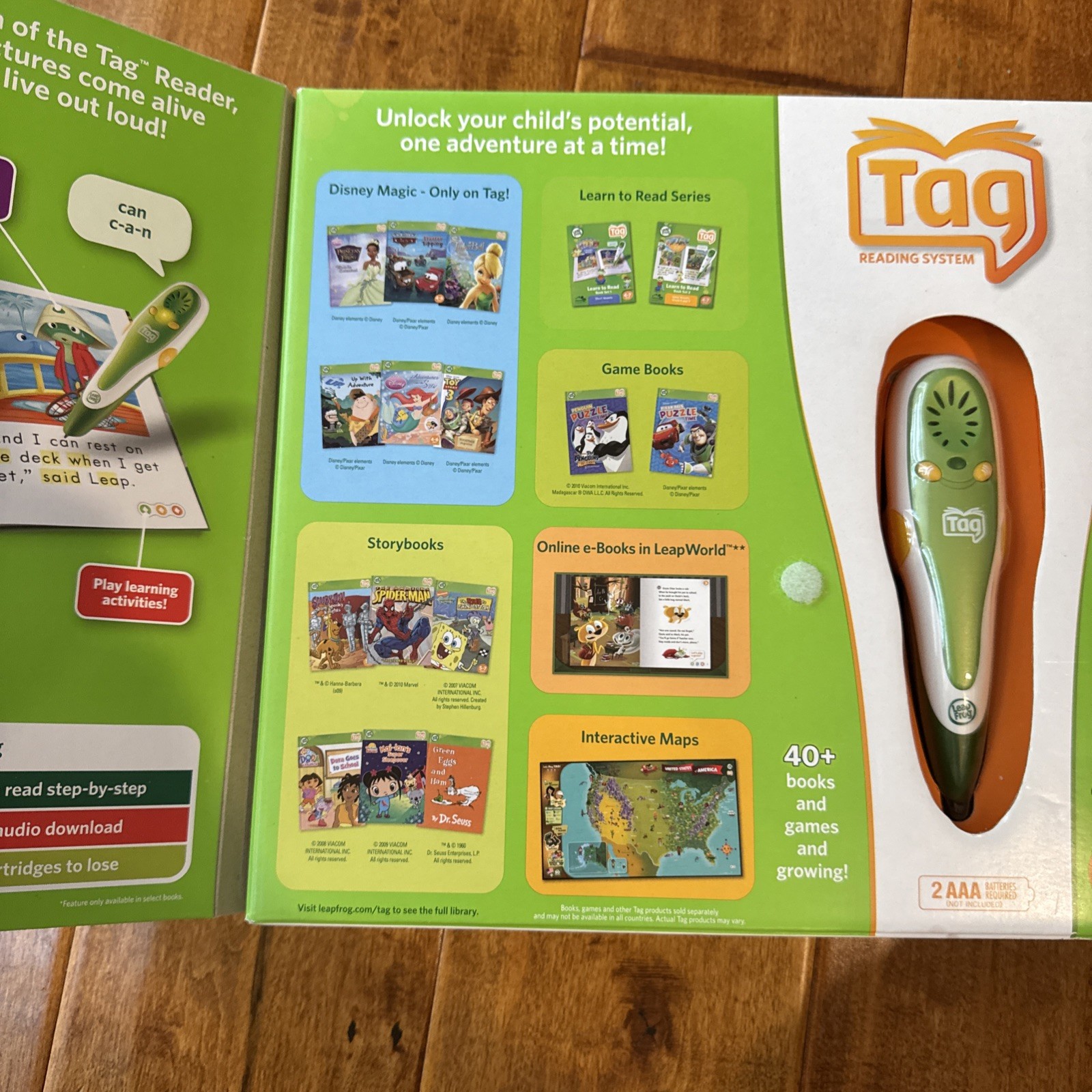 LeapFrog TAG Reading System Green Stylus Pen w/Activity Book Toy NEW NIB