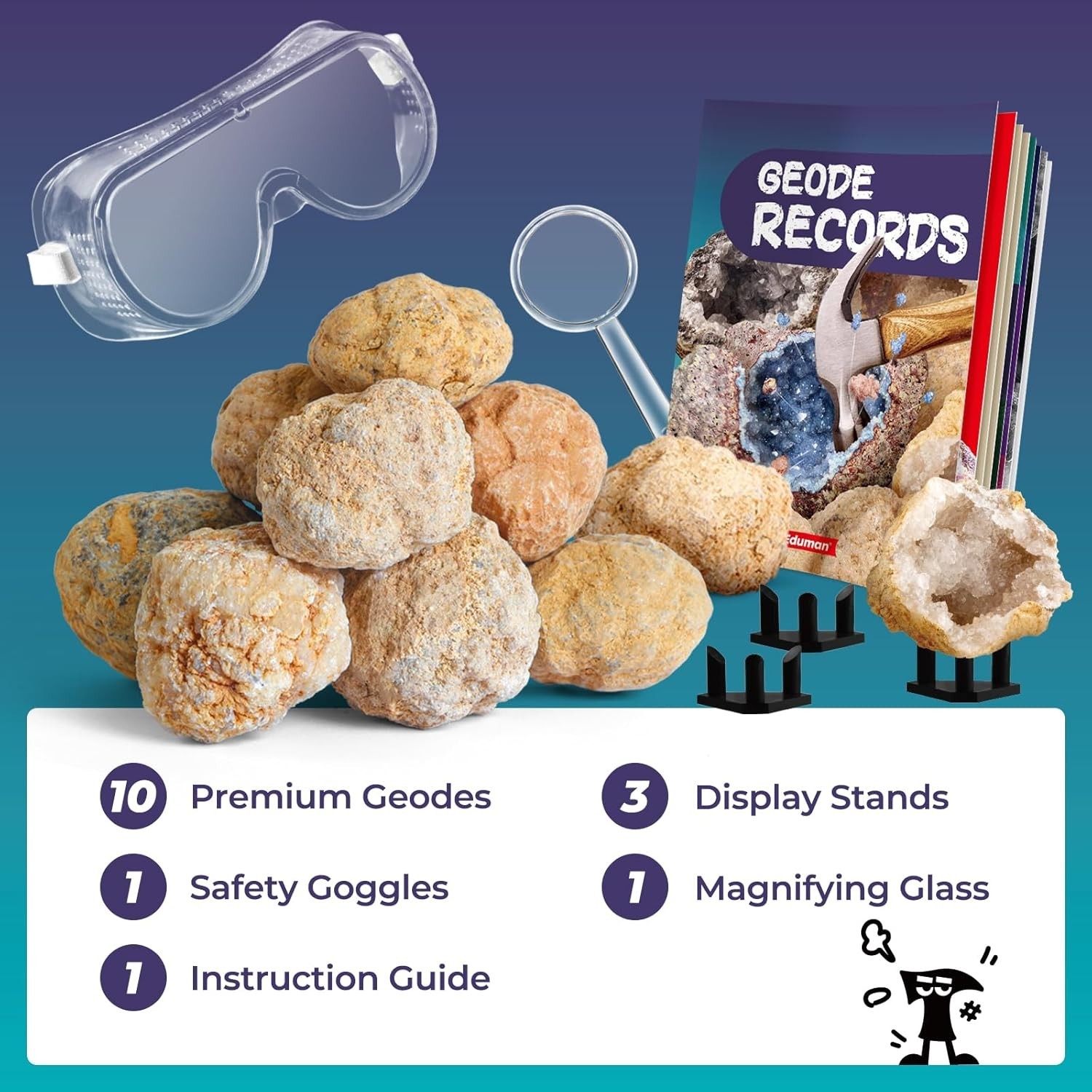 Geode Crystal Kit 10 Break Open Geodes STEM Science Toy for Kids