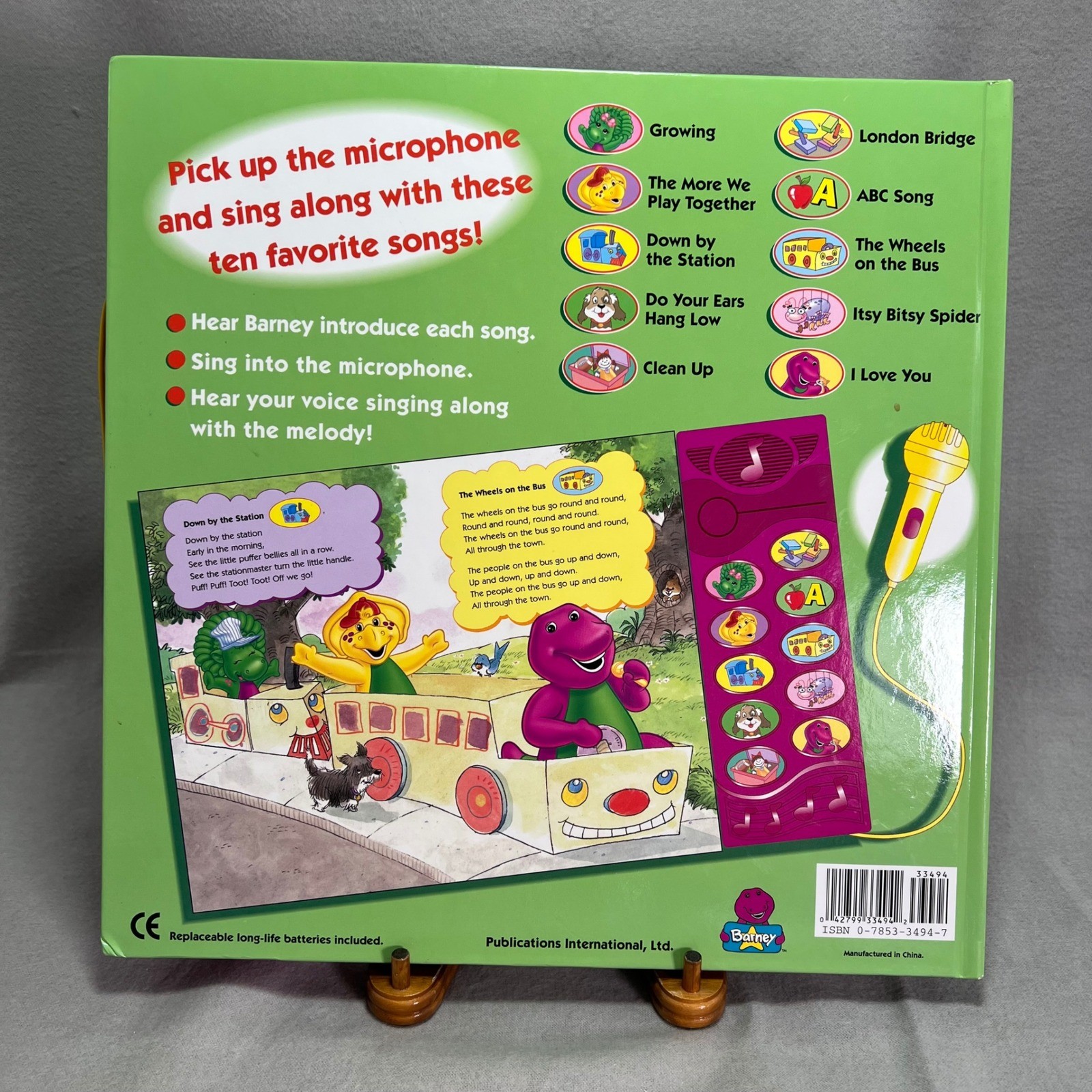 Barney Sing-Along Songs Interactive Book 1999 Vintage Microphone Kidcore Works!