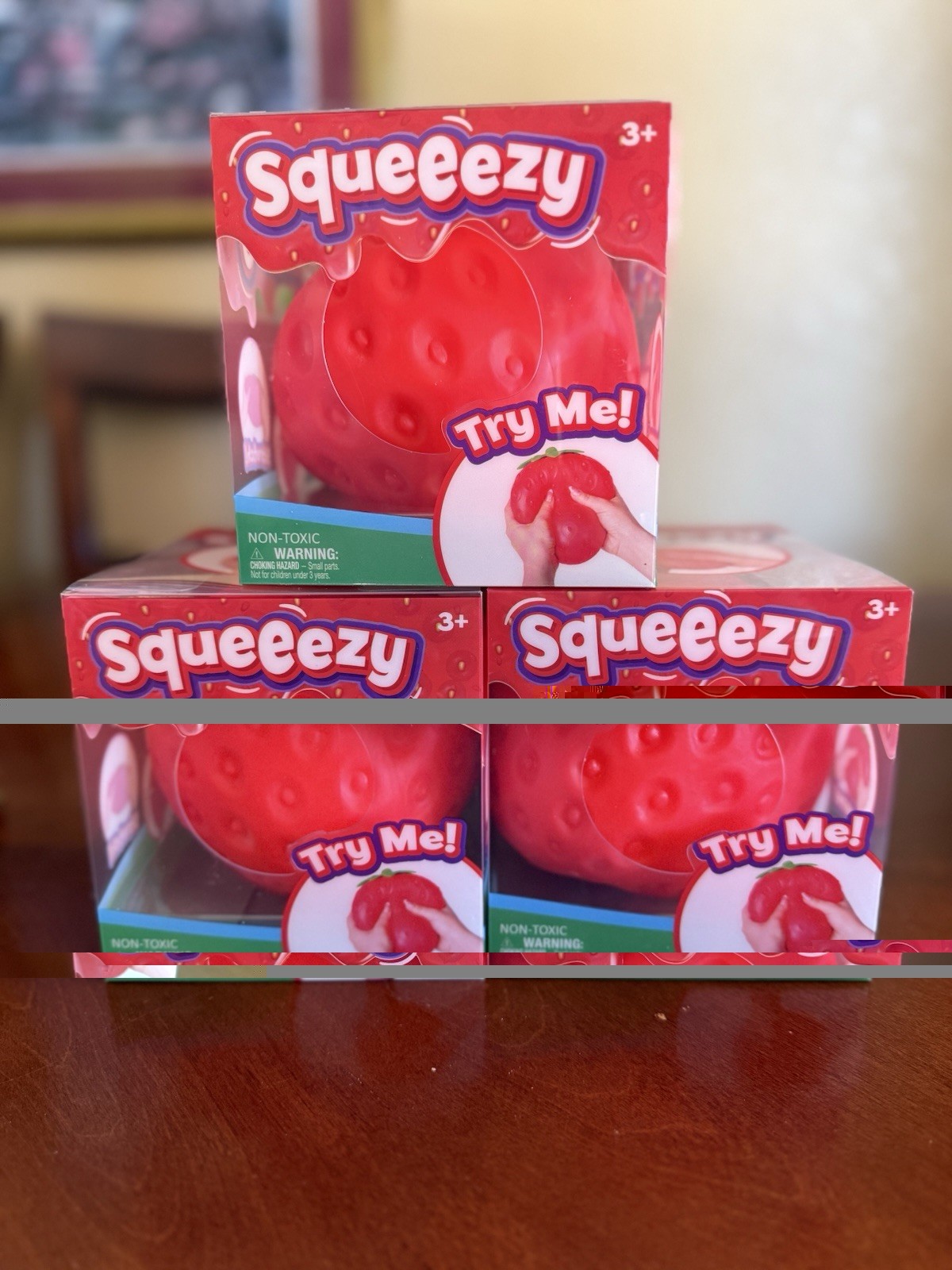 Strawberry Squeeezy Red Tactile Squeeze Ball Squish Toy Ages 3+ Age 3-4 Years