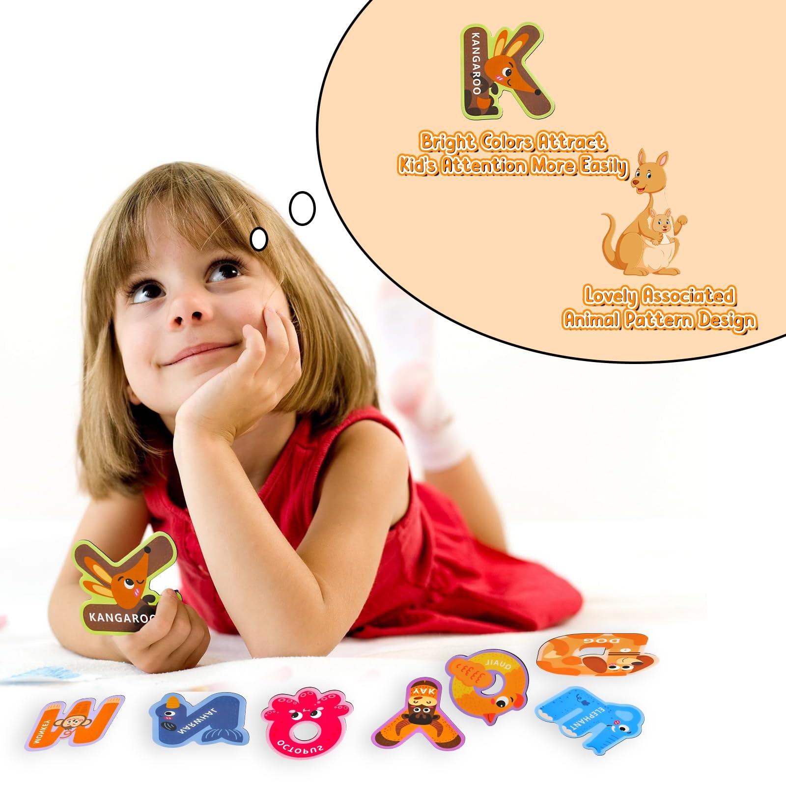 Fridge Magnets for Toddlers 1-3, Alphabet Magnets, Large, Uppercase Letter