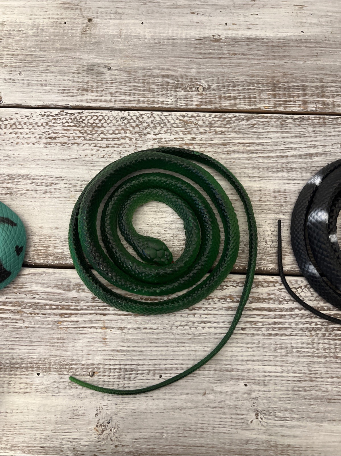 Lot of 4 Realistic, Rubber, Toy, Snakes. Colorful, Fake Reptiles For Play / Fun!