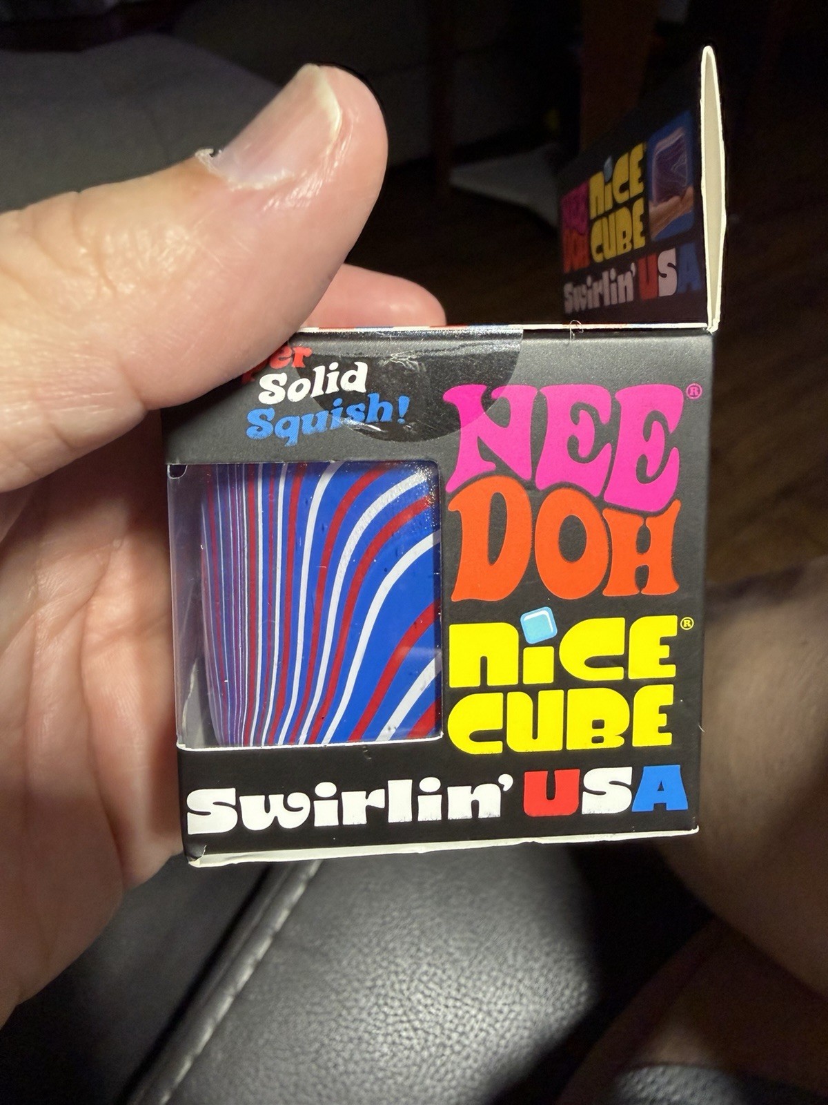 Schylling NeeDoh Nice Cube Swirlin’ USA Super Solid Squish Squeeze Toy 3+