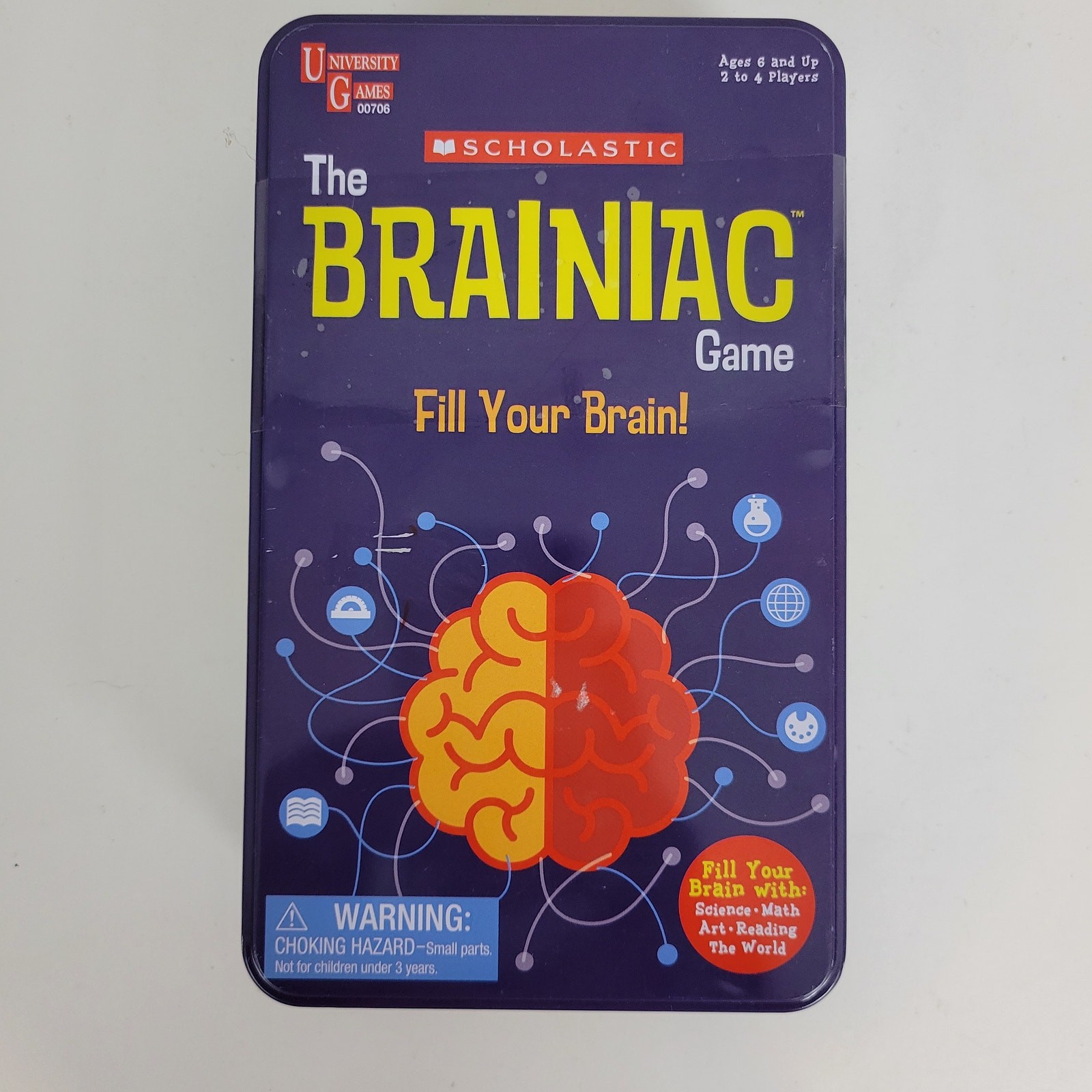 Scholastic The Brainiac Game Tin Fill Your Brain University Games Ages 6+ NEW
