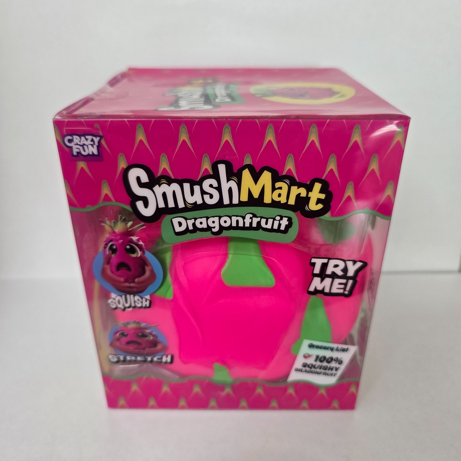 SmushMart Pink/Green Dragonfruit Squishy Sensory Fidget Toy