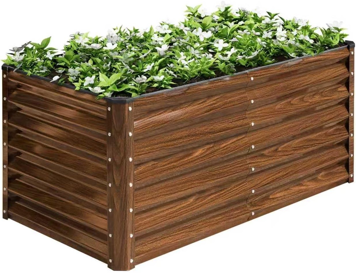 2-Pack 6x2x2FT Galvanized Raised Garden Bed Kit Metal Planter Box Planting