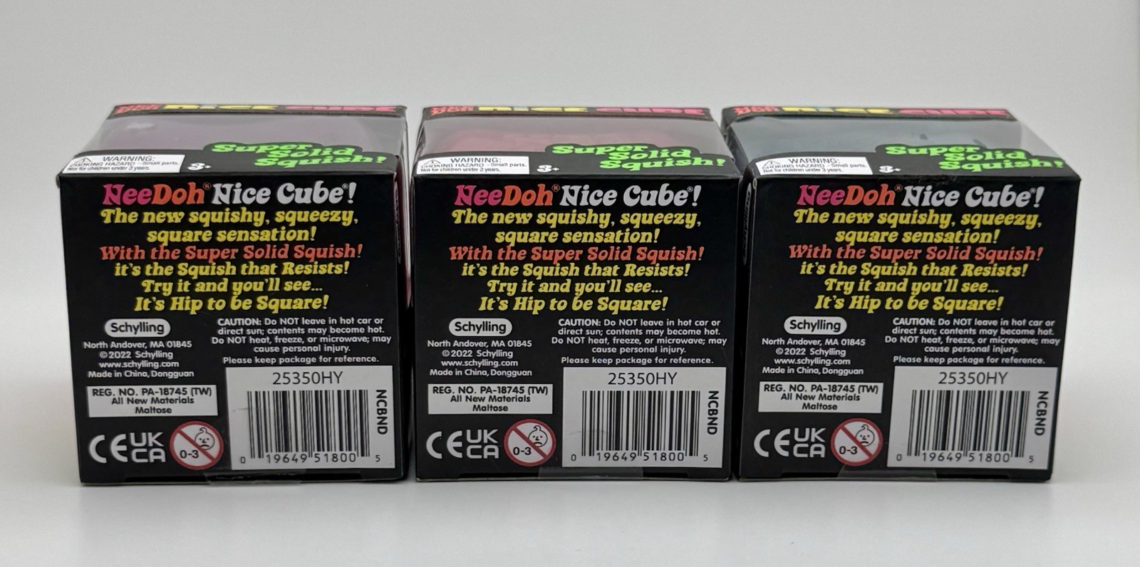 NeeDoh Nice Cube Super Solid Squish Purple, Pink, & Blue – Lot Of 3 Total- New!