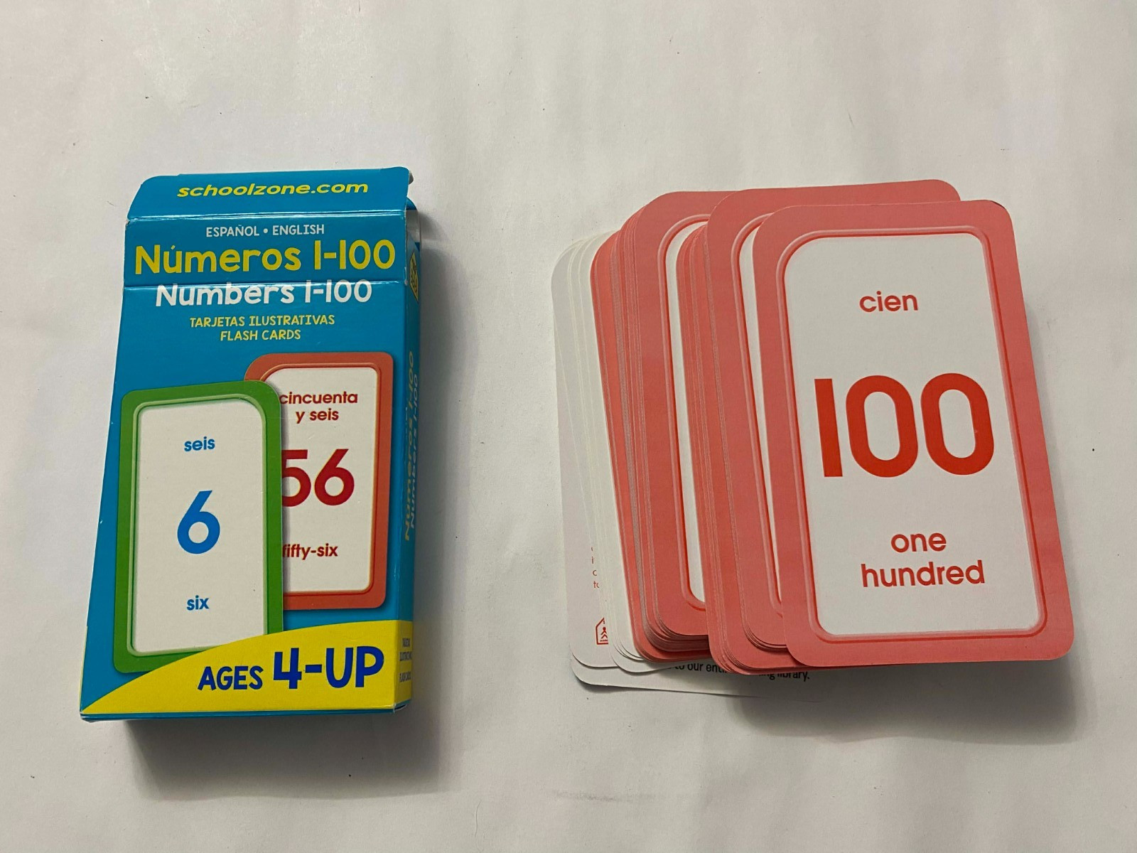 Flash Cards Numbers 1-100 English Spanish Ages 4+ ( 56 Cards ) Bilingual – NEW