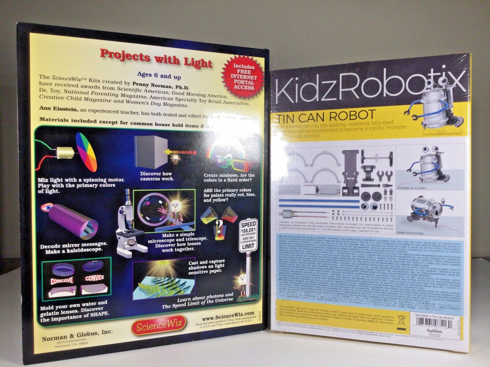 Kids Science Kits Lot Light & Tin Can Robot Ages 8 and up