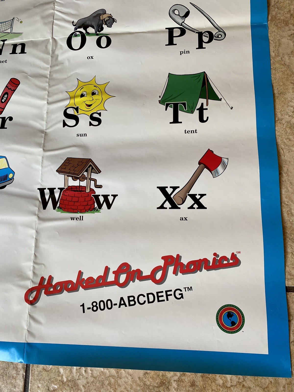 HUGE Vintage Original 90s Hooked On Phonics Reading Alphabet Educational Poster