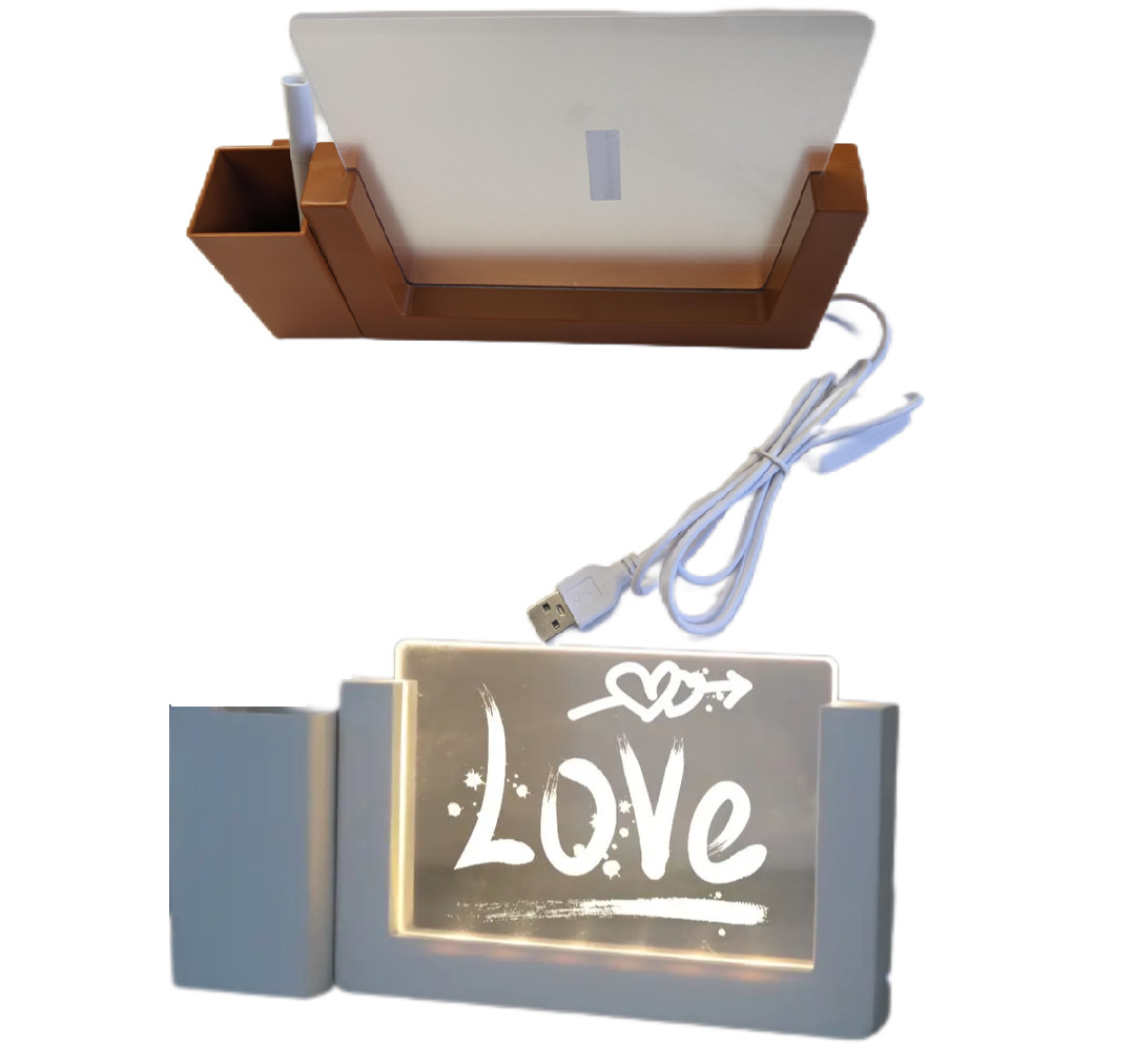 Gift for Kids LED 3D Erasable Writing CLEAR BOARD W/ USB-powered LED Night light