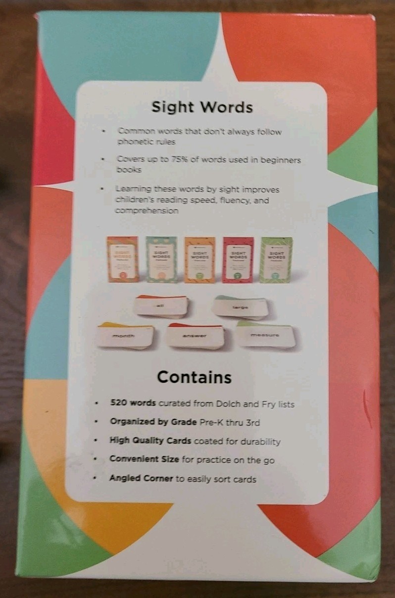 Think Tank Scholar 520 Sight Words Flash Cards PreK to Gr 3