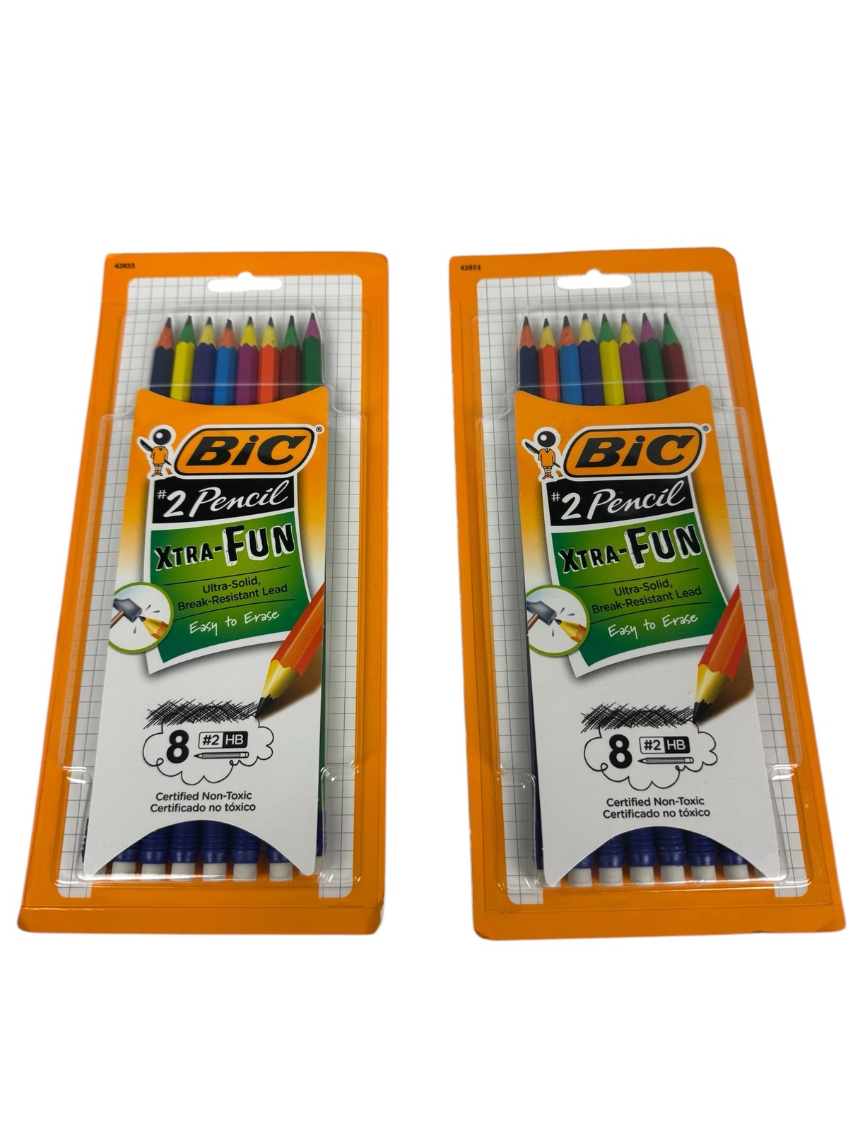 BIC #2 Pencil XTRA-FUN Pencils 8-Count Pack (Lot of 2) Break-Resistant Lead