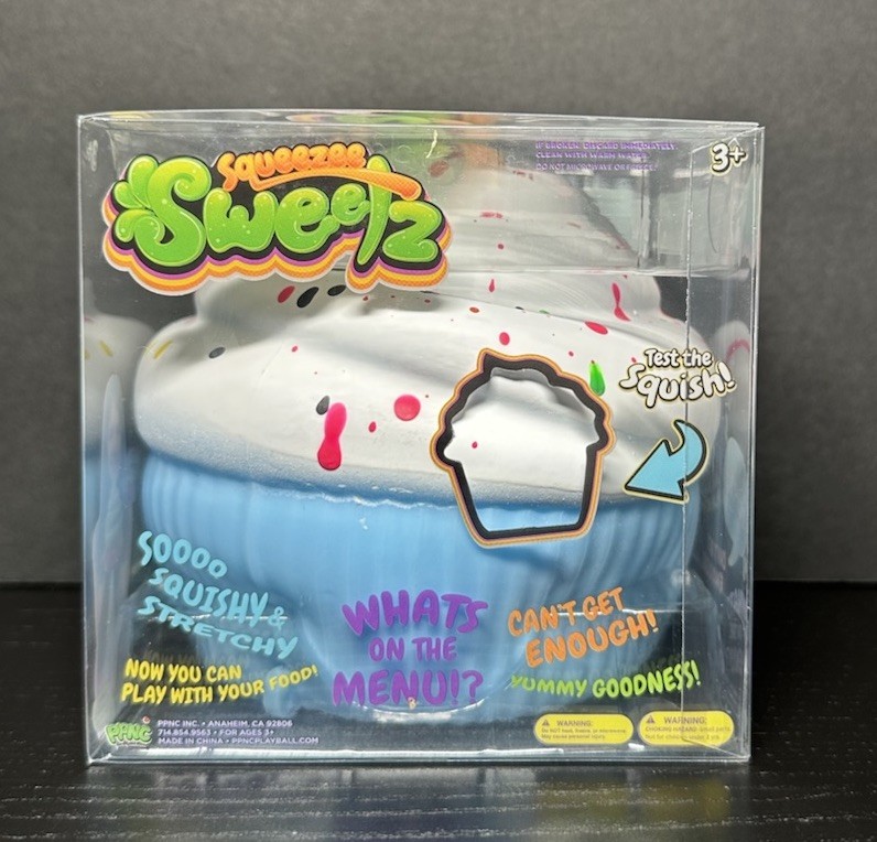 Squeezy Sweets Scented Squishy Cupcake Dessert Toy Blue Pink & Green Sprinkles