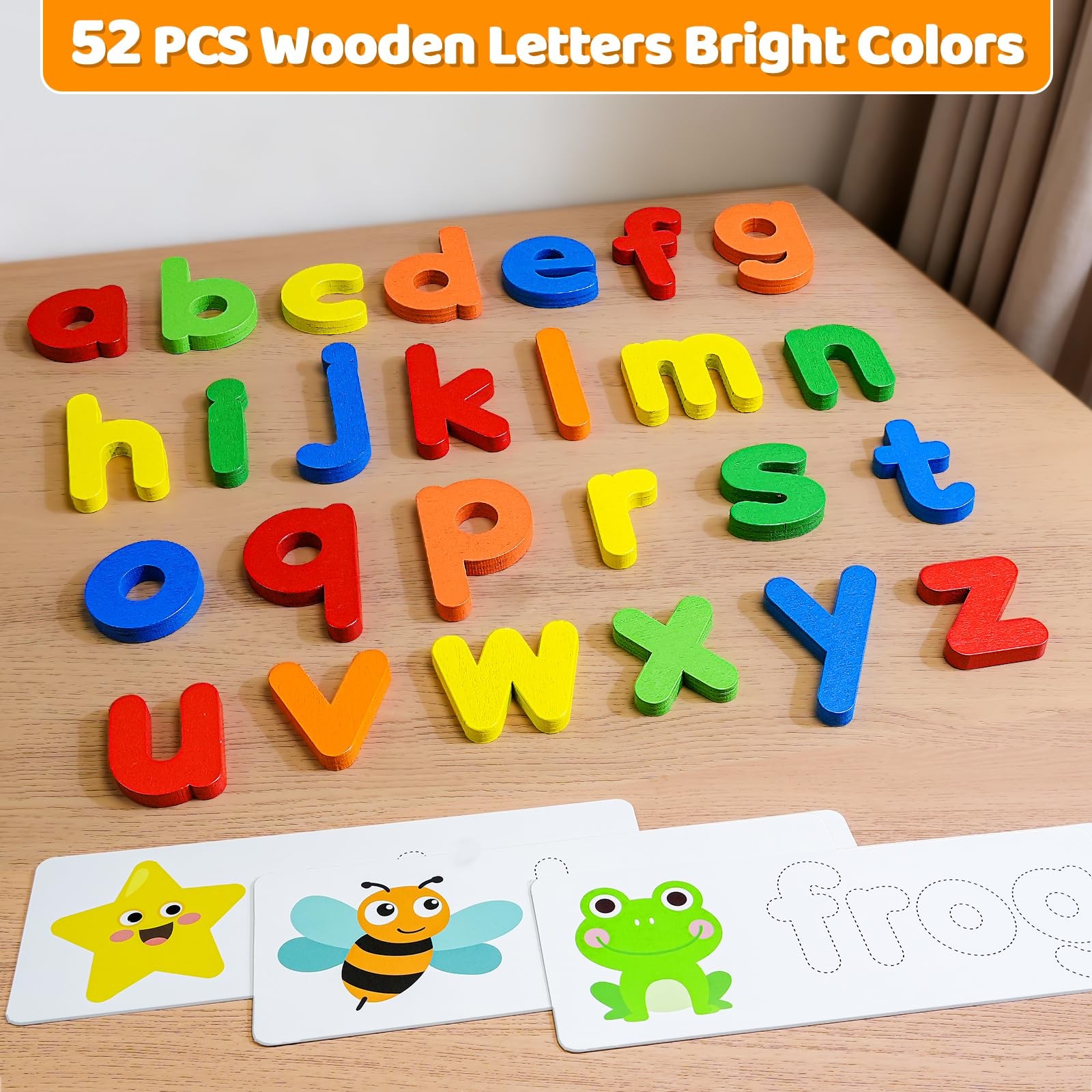 BEESTECH Alphabet ABC Learning Educational Toys for 3 4 5 3″ x 5″, Brown