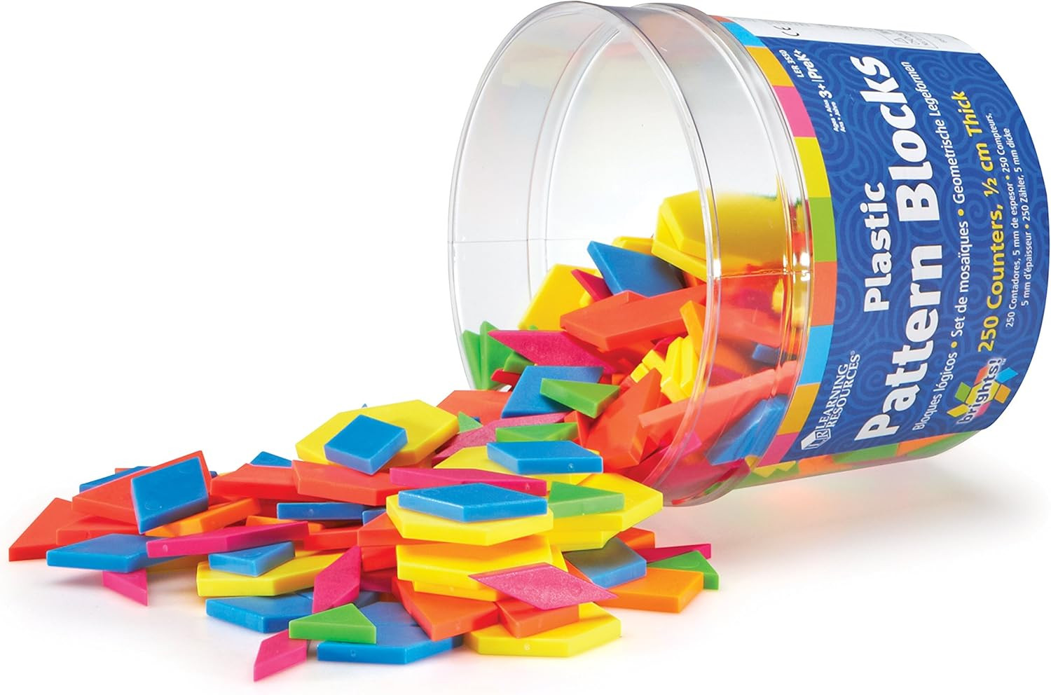 Brights Plastic Pattern Blocks, Geometry for Kids, Develops Shape and Color Reco