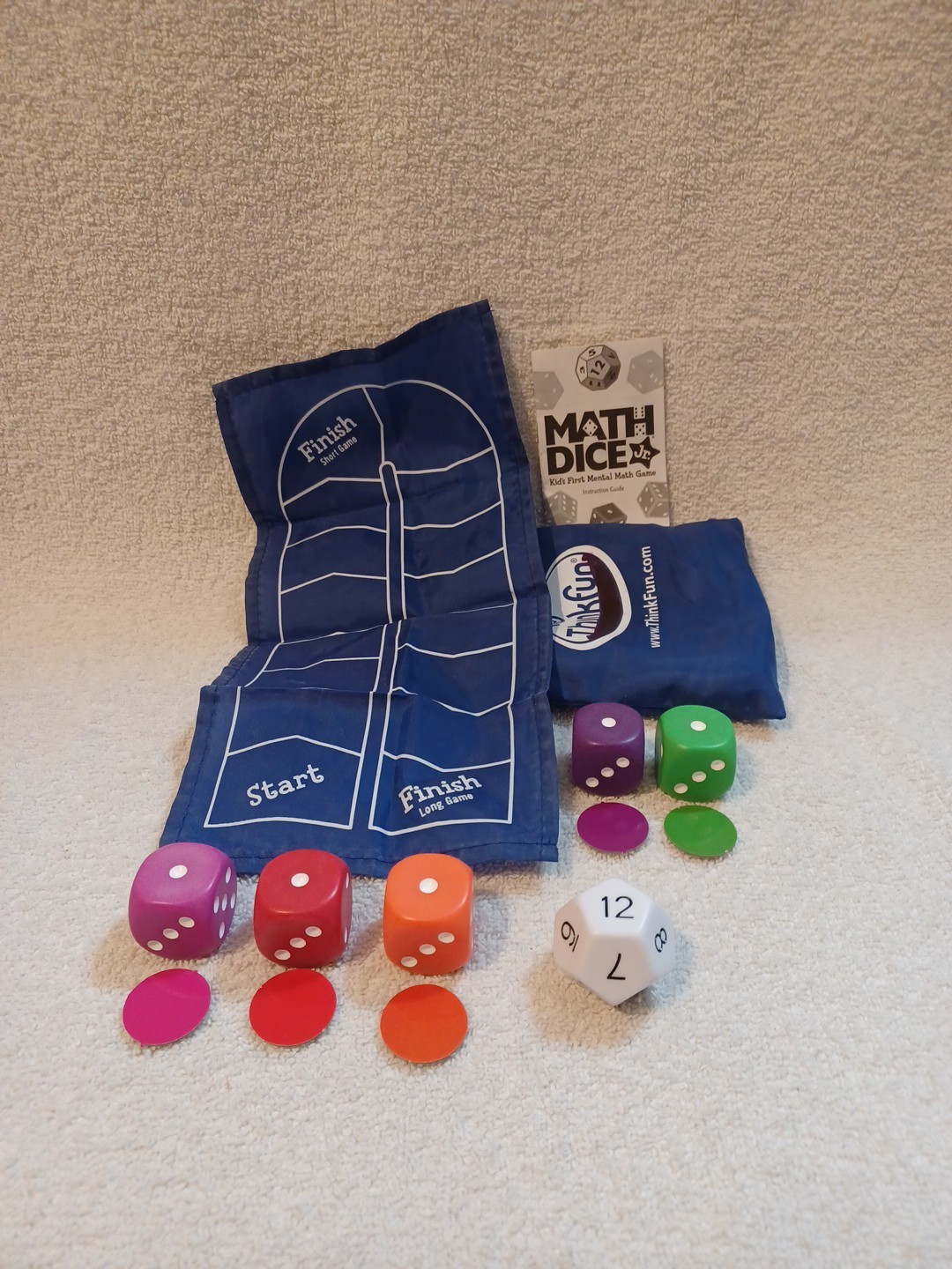 ThinkFun Math Dice Jr Game, homeschool math for fun learning complete EUC A-126