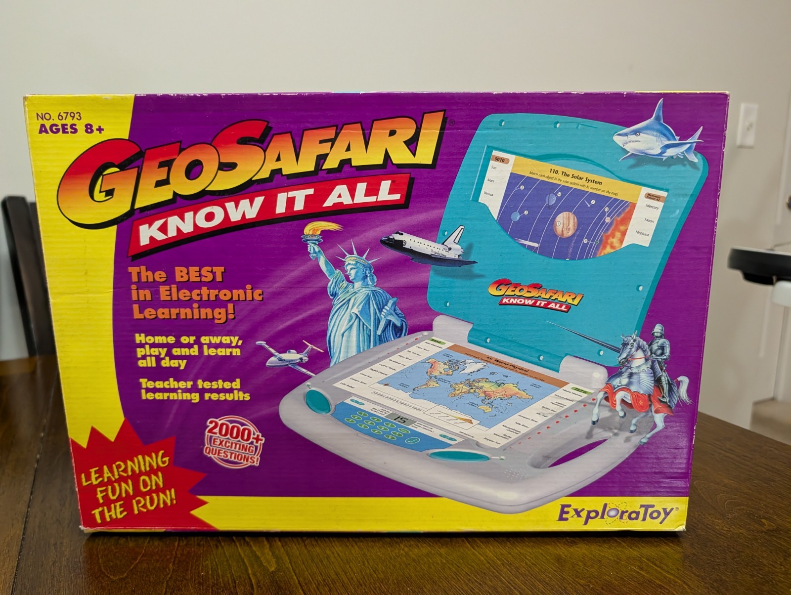 Vintage Geosafari Know It All Learning Laptop 61 Cards Tested 1999 ExploraToy