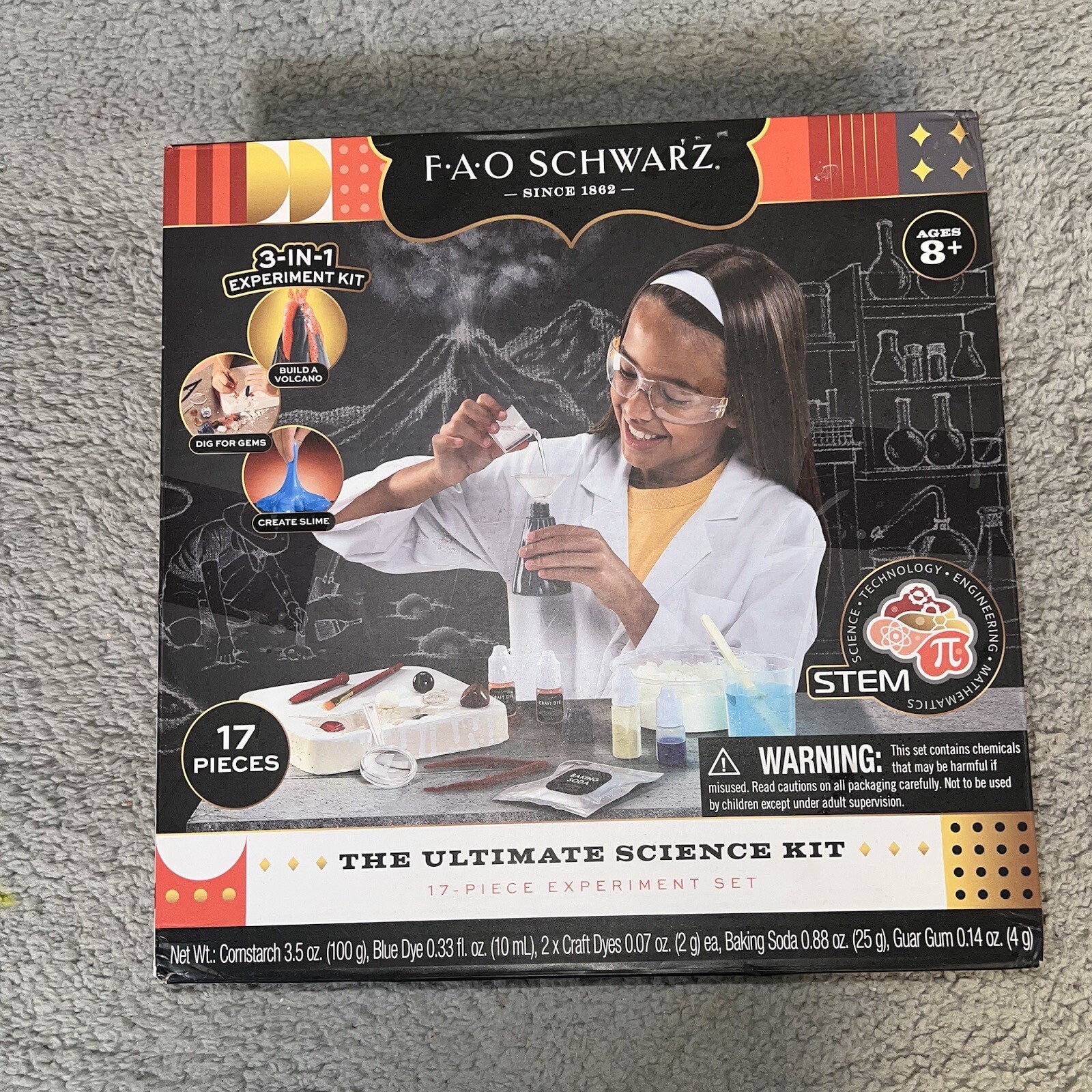 F.A.O. Schwarz Ultimate Science Kit 17 Piece Experiment Set STEM New Open Box