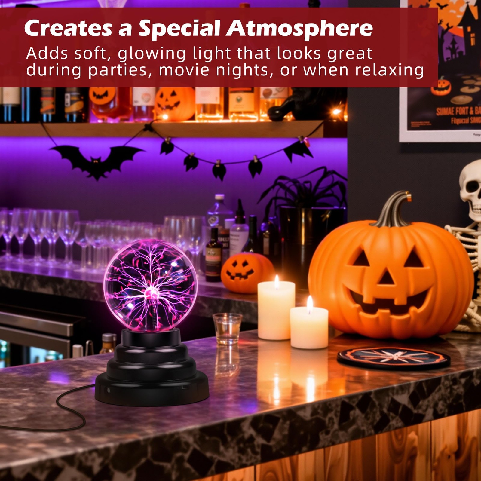 Plasma Ball Science Gift Touch Sensitive Plasma Globe Decorative Lamp Novelty…