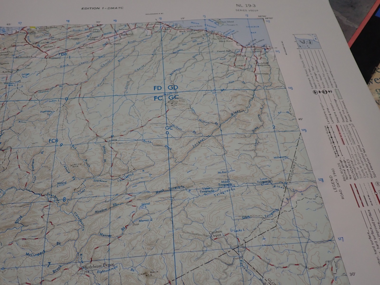Hubbard Scientific Raised Relief Map Unframed 29″ Campbellton Maine NL 19-3