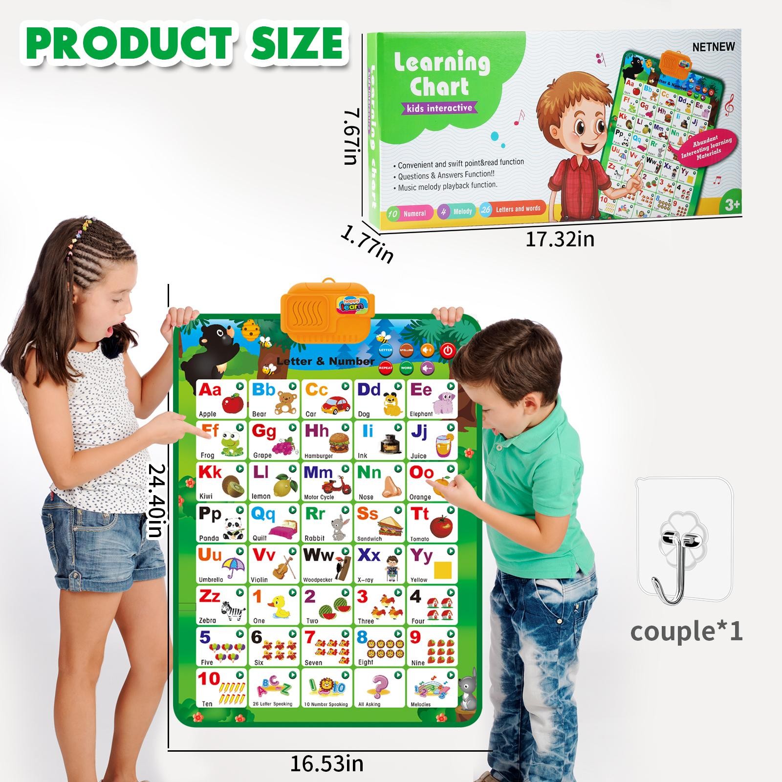 Educational Interactive Alphabet & Numbers kid Learning Poster Talking ABCs