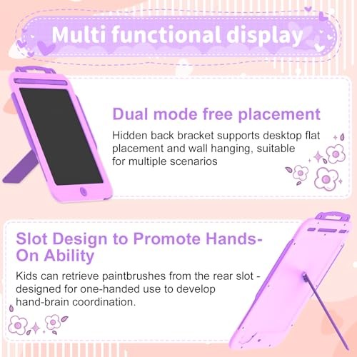Songkang LCD Writing Tablet for Kids 8.5 Inch, Color Drawing Pad with Back Pink