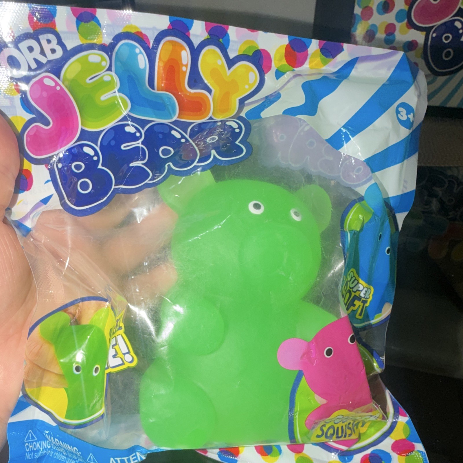 ORB Jelly Bear Super Squishy Squeeze Toy, Green, Ages 3+, Age Level 3-4 Years