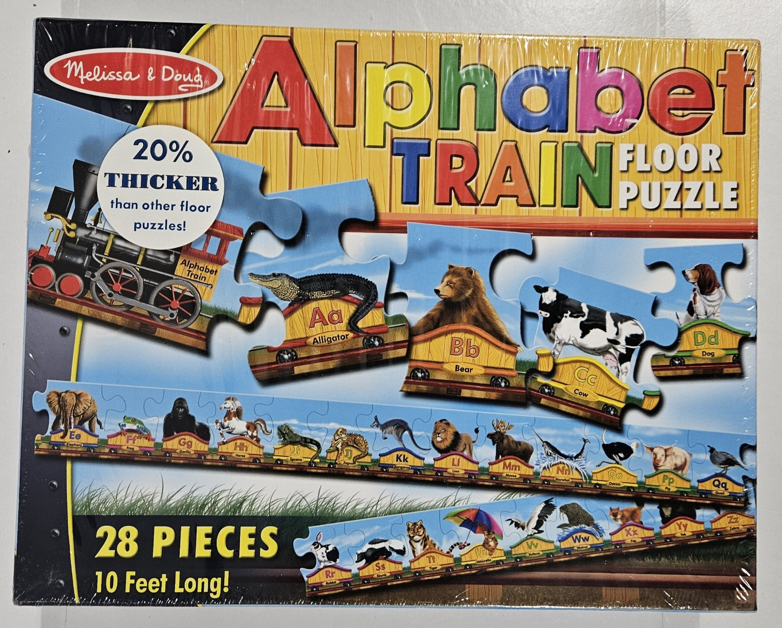 Alphabet Train Floor Puzzle Melissa & Doug 28pc 10 feet long Ages 3 and Up New
