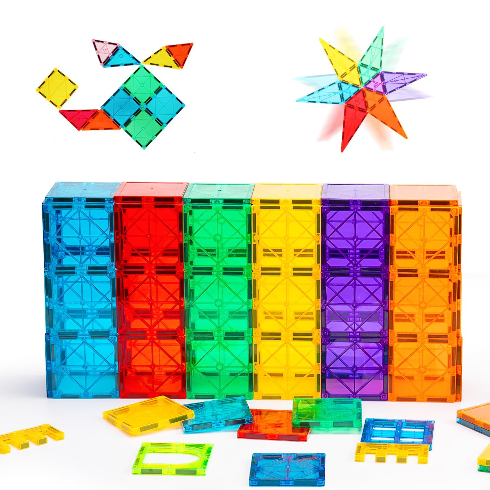 Gemmicc Magnetic Tiles, Magnet Toys Building Blocks for Kids, STEM 34PCS