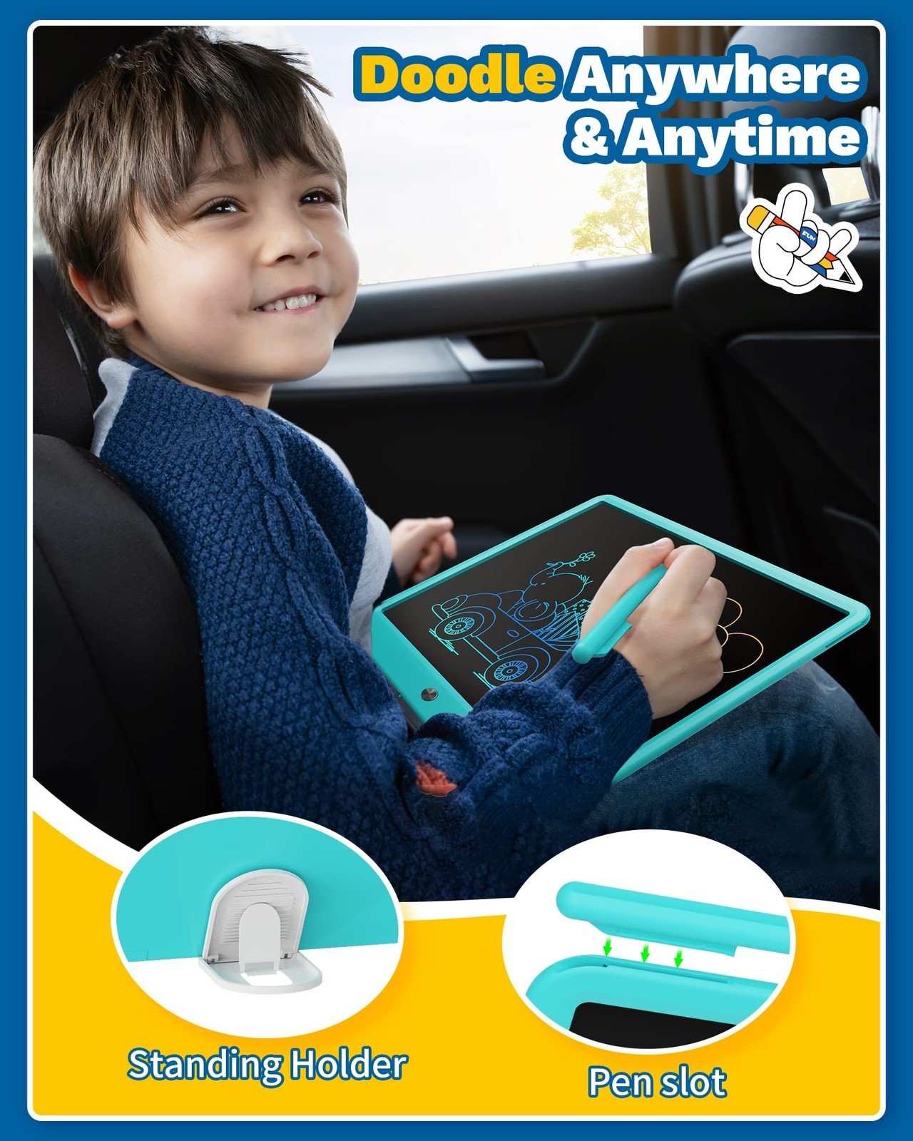 TEKFUN 15″ LCD Writing Tablet for Kids, Large Drawing Pad for Boys & Girls, S…